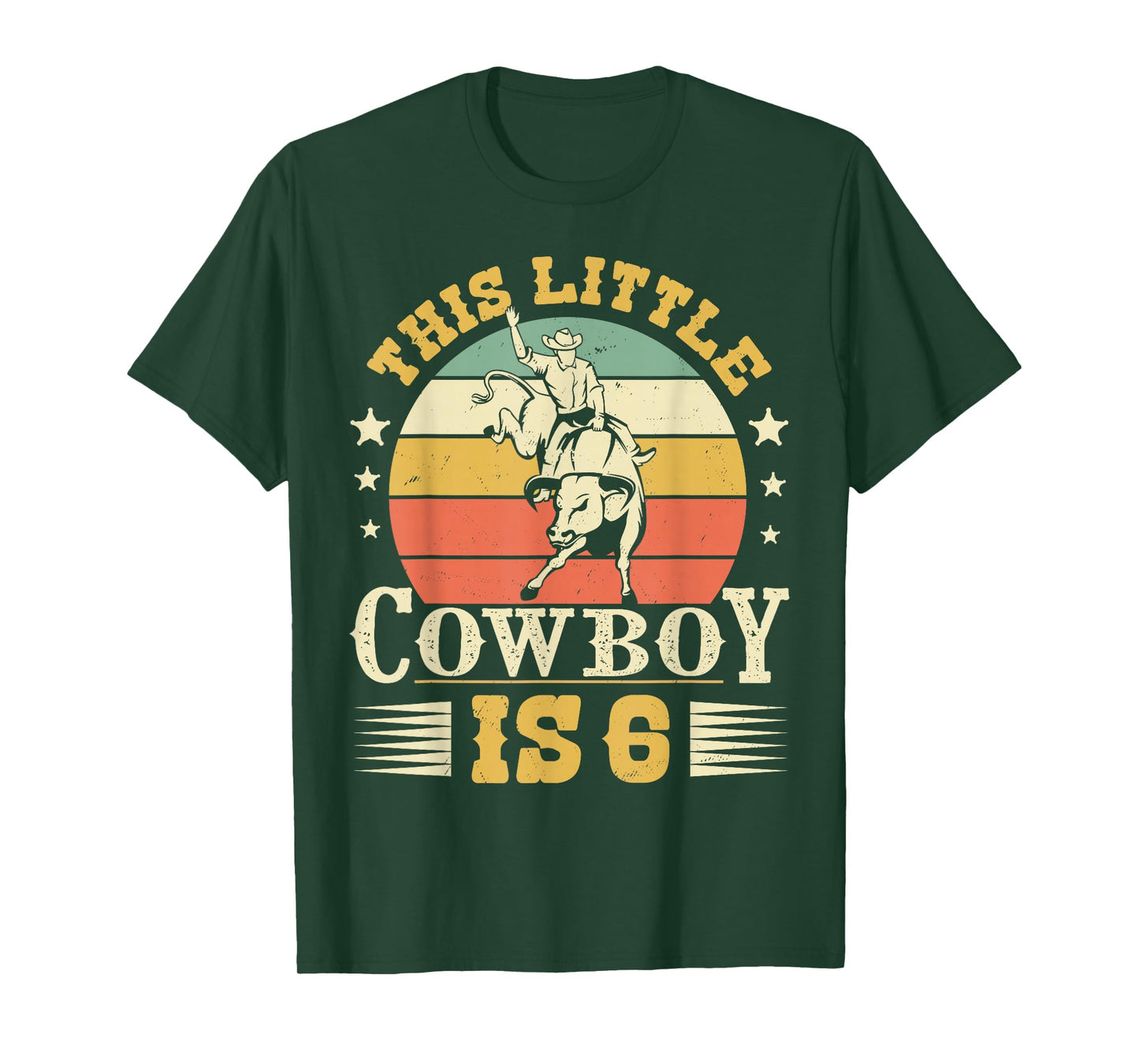 This Little Cowboy Is 6 Western Country Rodeo 6th Birthday T-Shirt