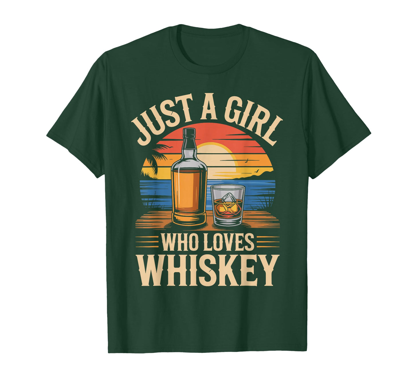 Just A Girl Who Loves Whiskey Sunset Retro T-Shirt