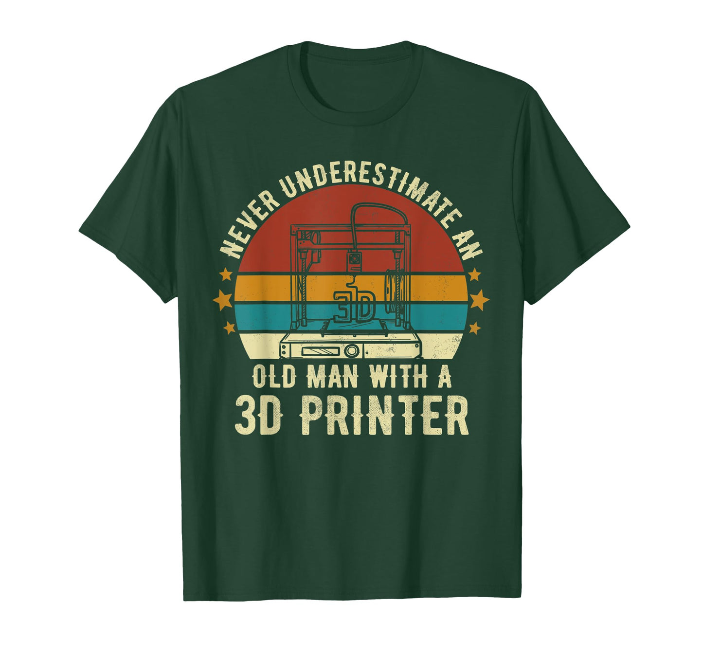 Mens Old Man With A 3D Printer Sarcastic Funny 3D Printing T-Shirt
