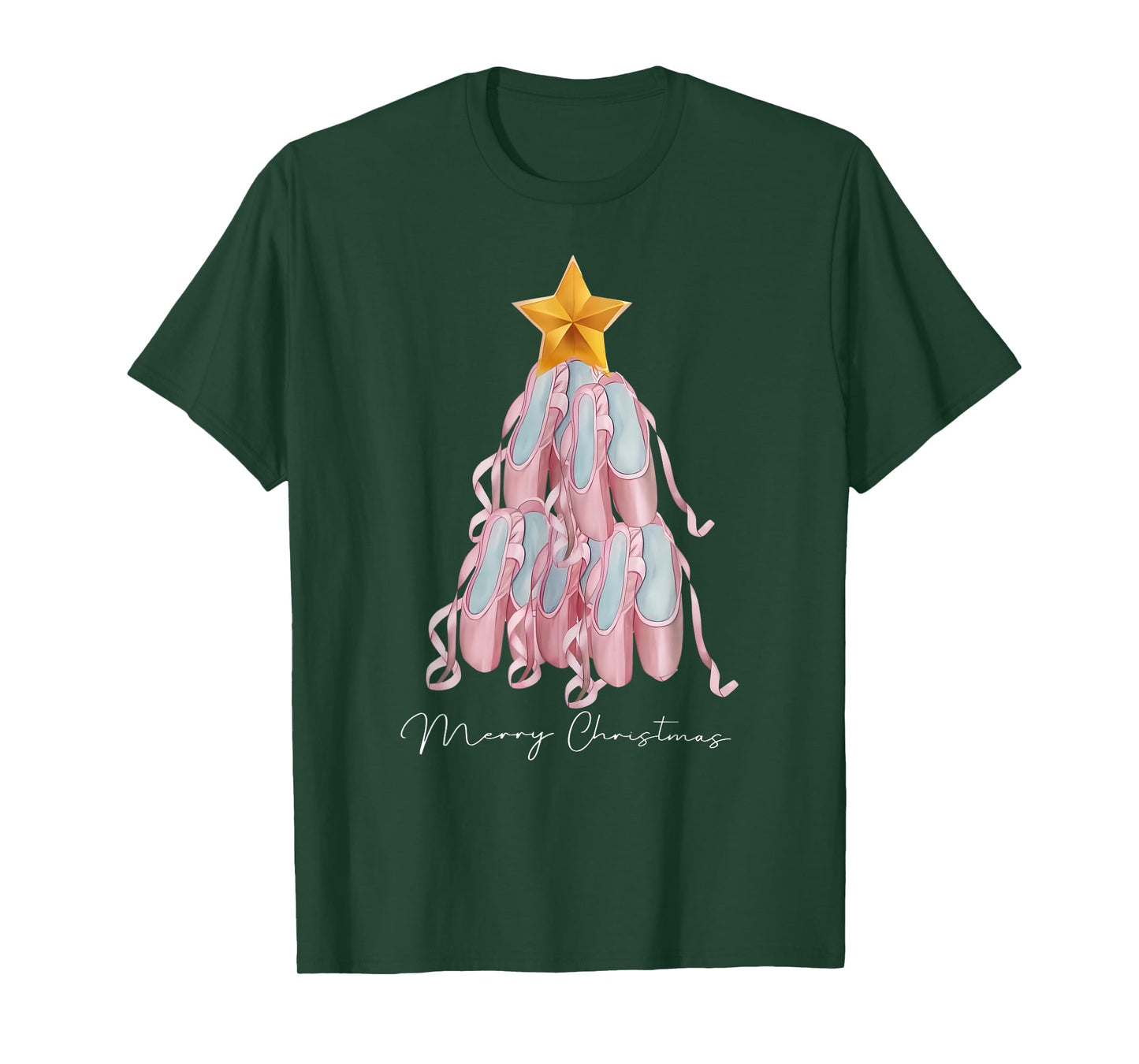 Dancer Pointe Shoe Christmas Tree Ballet Dance Teacher Xmas T-Shirt