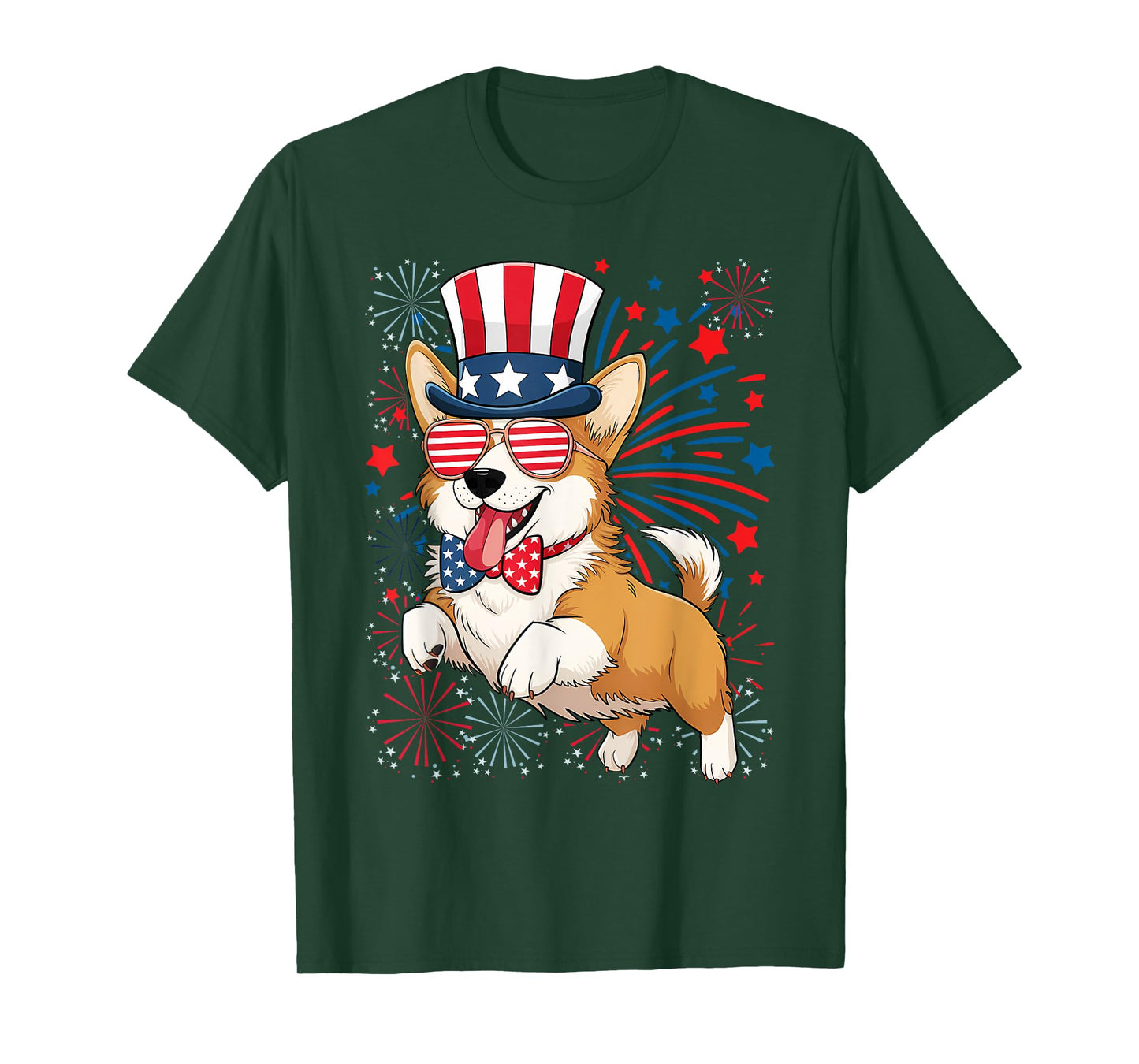 Corgi Dog 4th of July American USA Flag Patriotic Funny T-Shirt