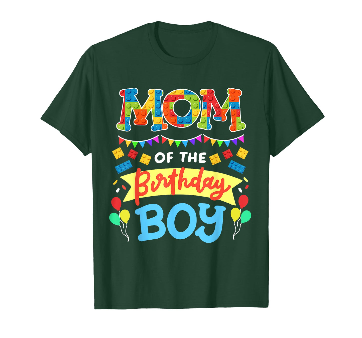 Mom of the Birthday Boy Building Blocks Bricks Family Women T-Shirt