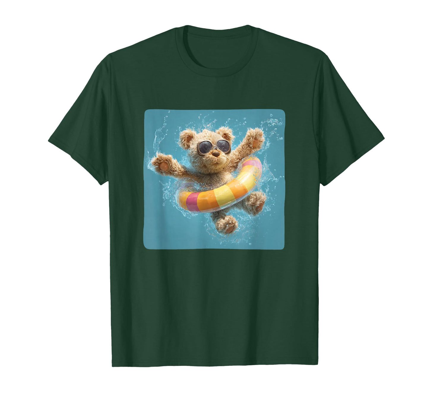 Swimming Teddy Bear with Pool Ring Look T-Shirt