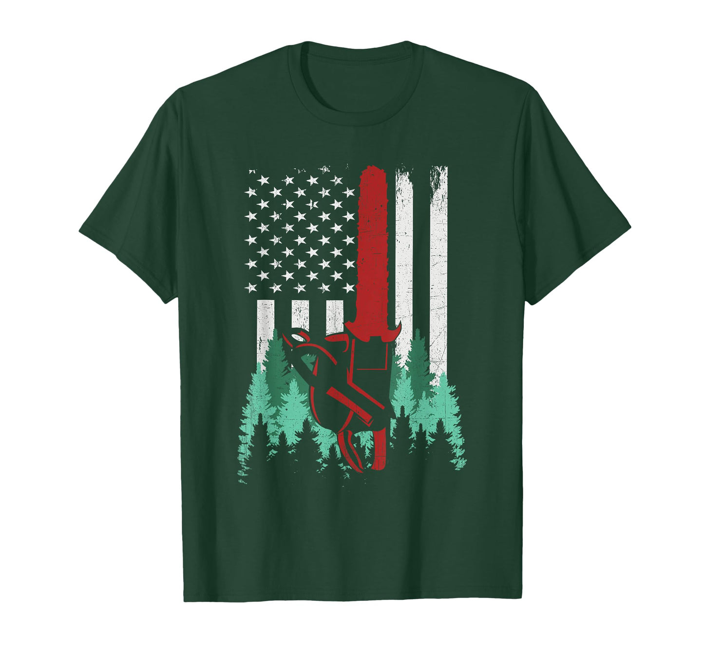 Funny Thin Red Line Logger Arborist Lumberjack American Flag Women Men T-Shirt