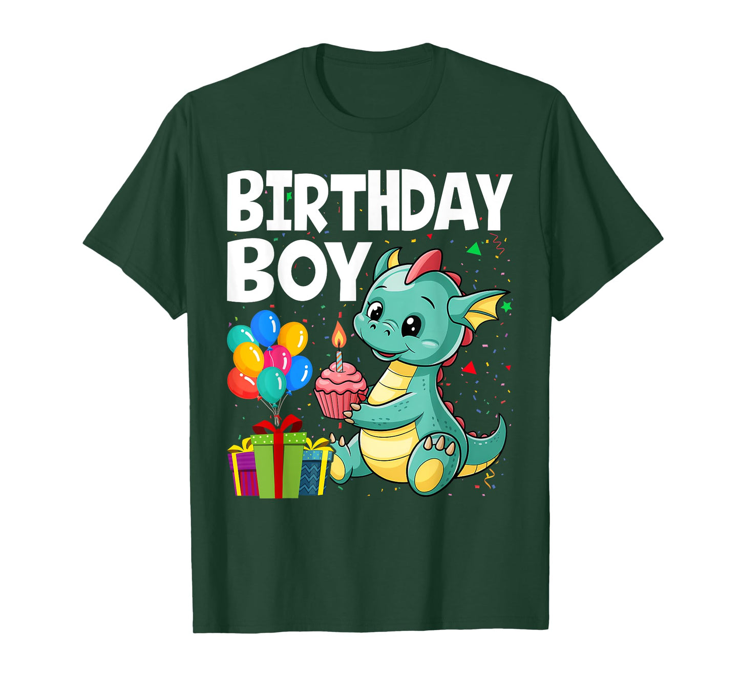 Birthday Boy Dragon Theme Cupcake Candle Fire T-Shirt