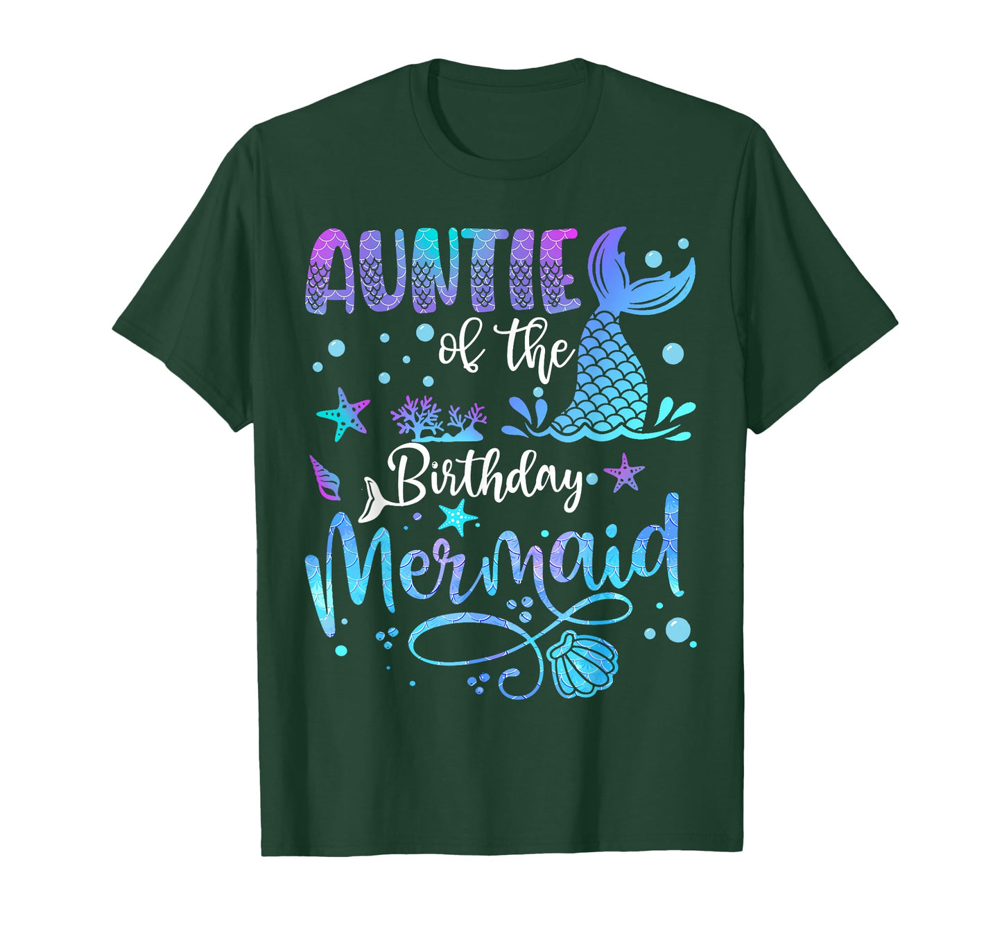 Auntie Of The Birthday Mermaid Bday Party Mermaid T-Shirt