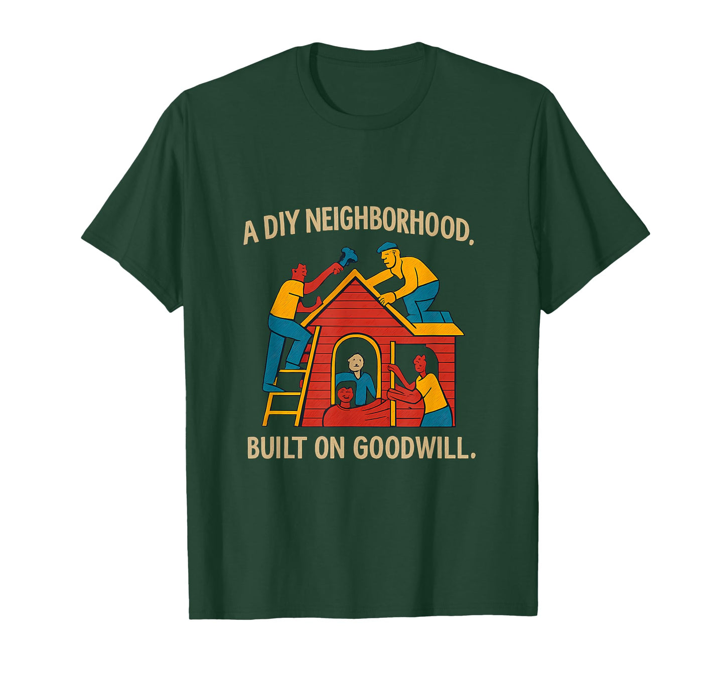 DIY Neighborhood Goodwill Hand-Drawn Community Pride T-Shirt