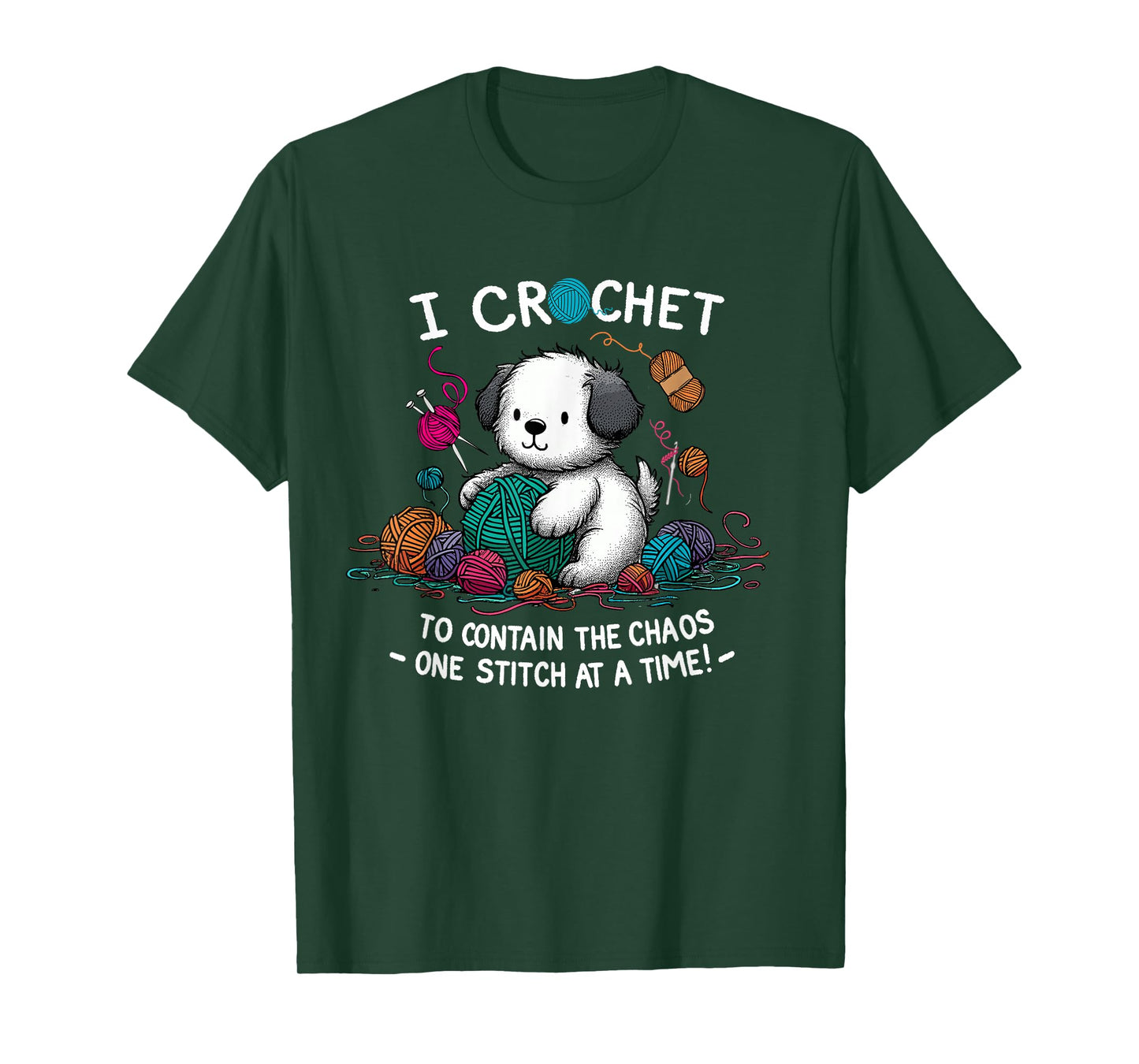 Funny Graphic Tees for Yarn Crochet Lovers Dog Theme Mom Tee T-Shirt