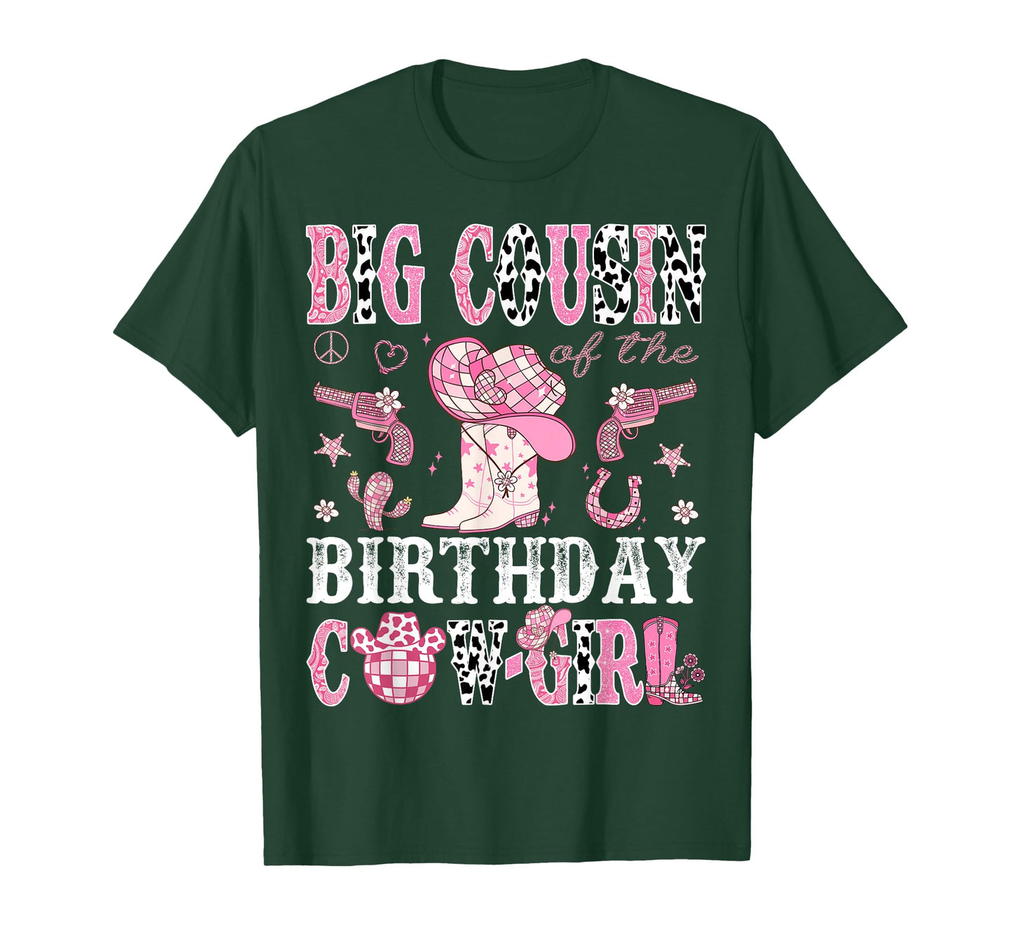 Big Cousin Of The Birthday Cow-Girl Pink Disco Rodeo Western T-Shirt