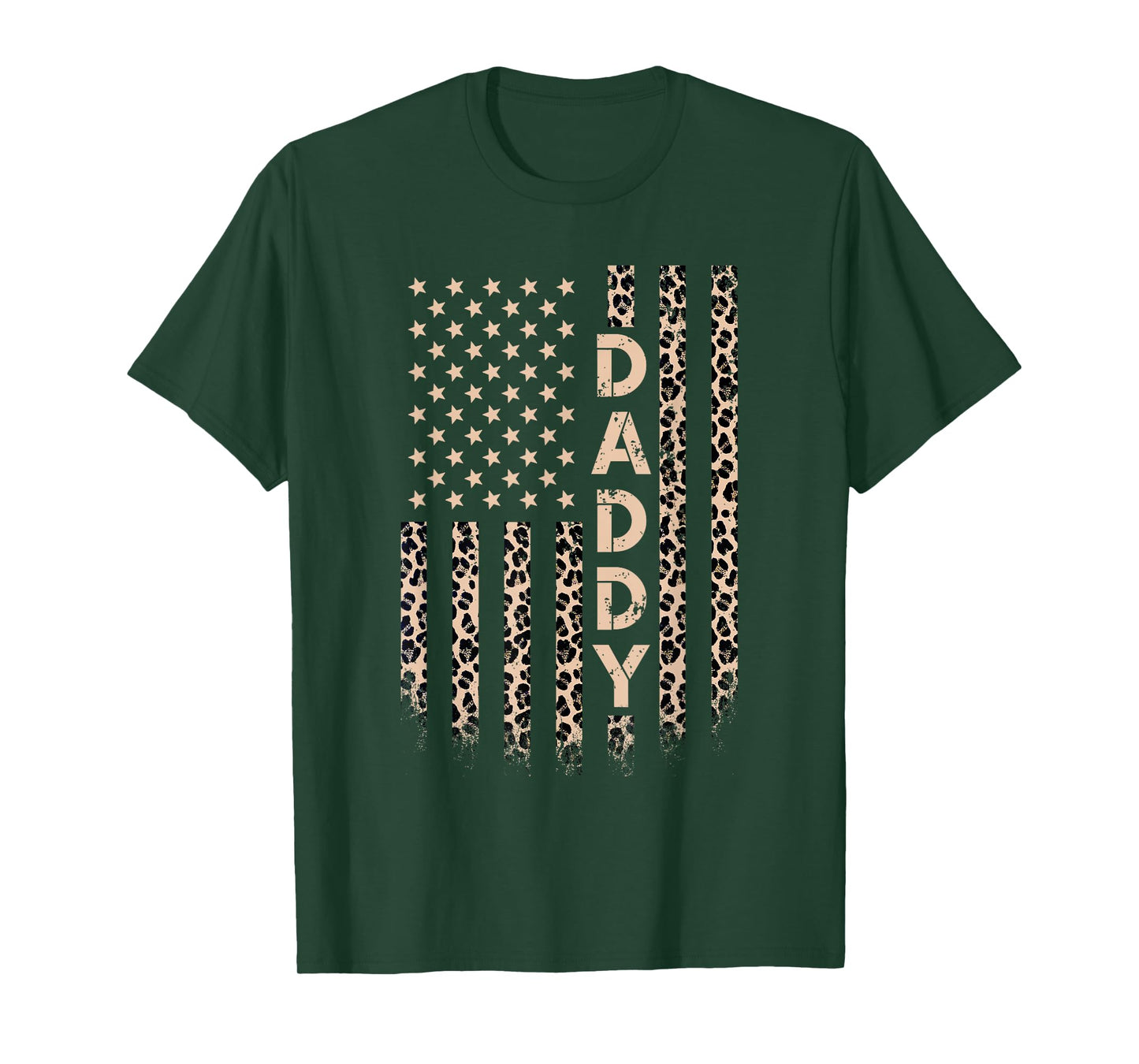 Daddy American Flag USA Leopard Print Dad T-Shirt