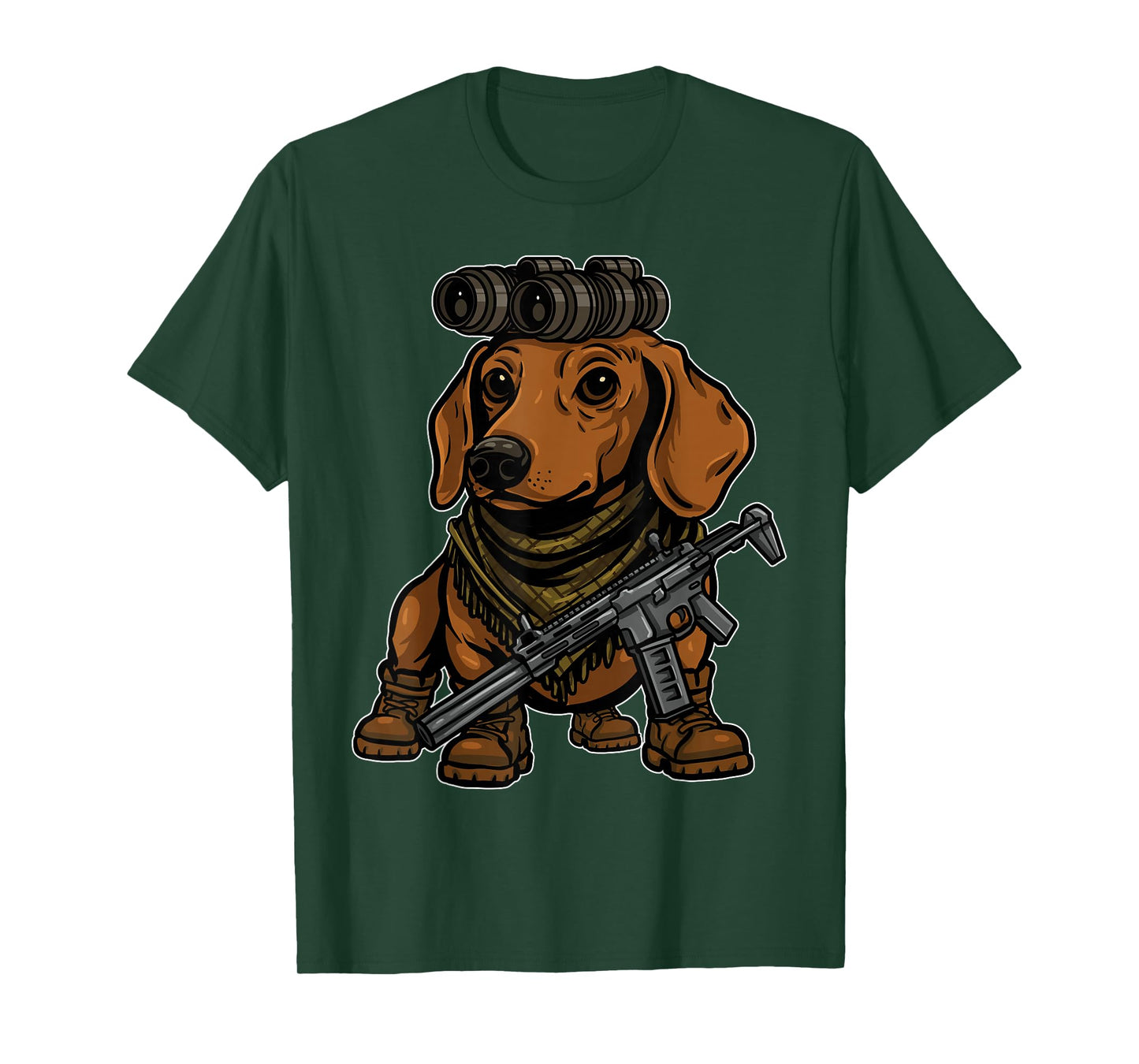 Dachshund Dog with NVG Funny Tactical Wiener Military Meme T-Shirt