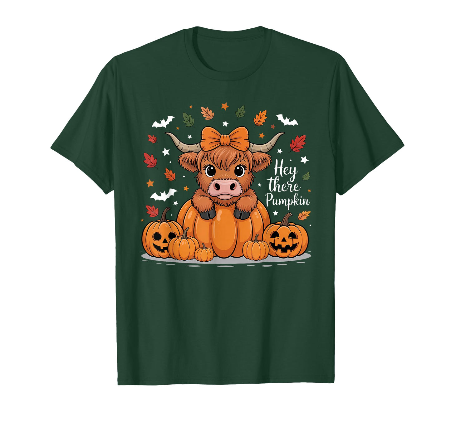Hey There Pumpkin Halloween Highland Cow Lover Cow Farm T-Shirt
