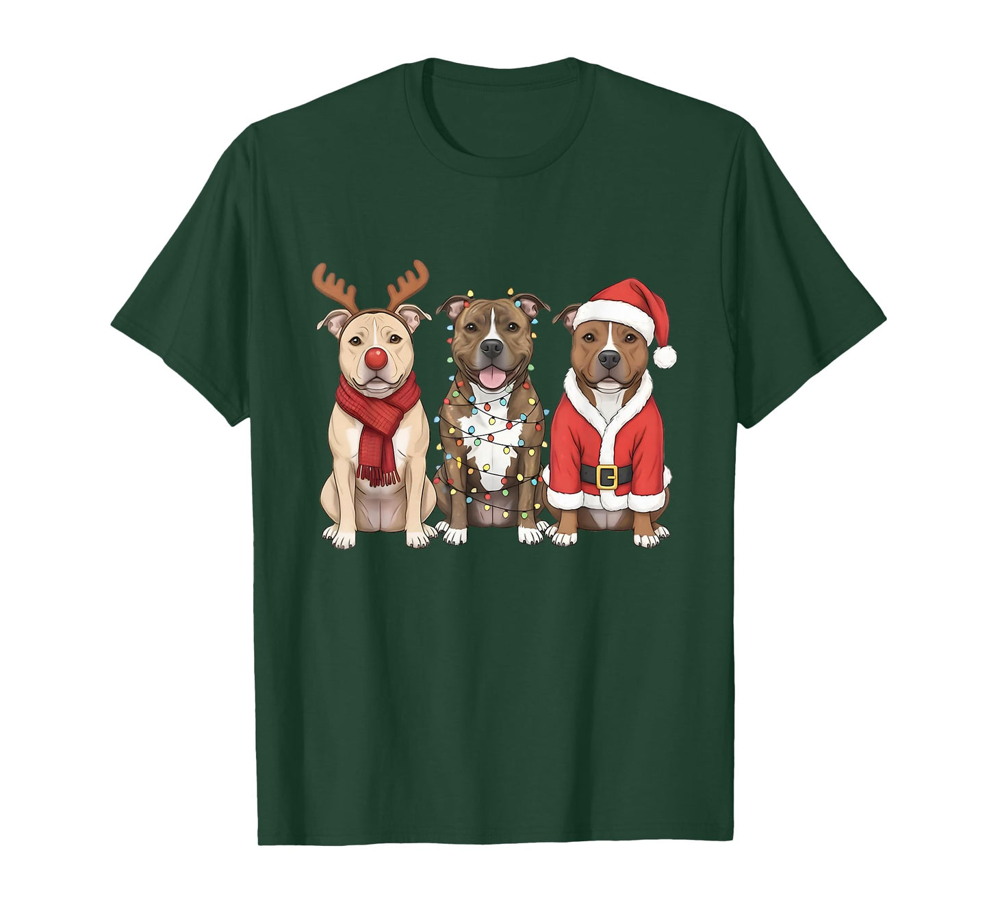 Santa American Pitbull Terrier Christmas Pittie Dog Mom Xmas T-Shirt