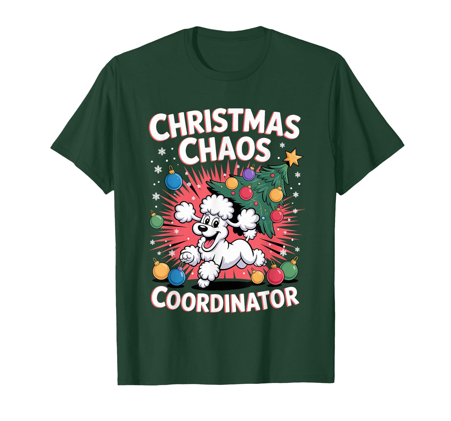 Christmas Chaos Coordinator Xmas Puppy Funny Poodle T-Shirt