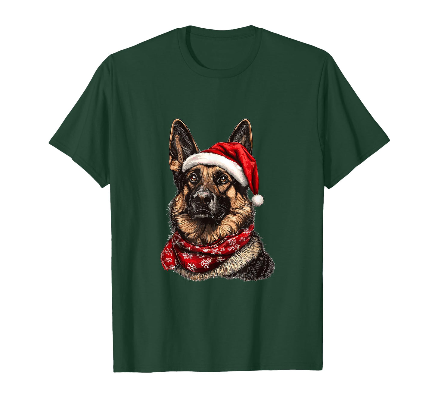 Cute German Shepherd Dog Christmas Merry X-mas Graphic T-Shirt