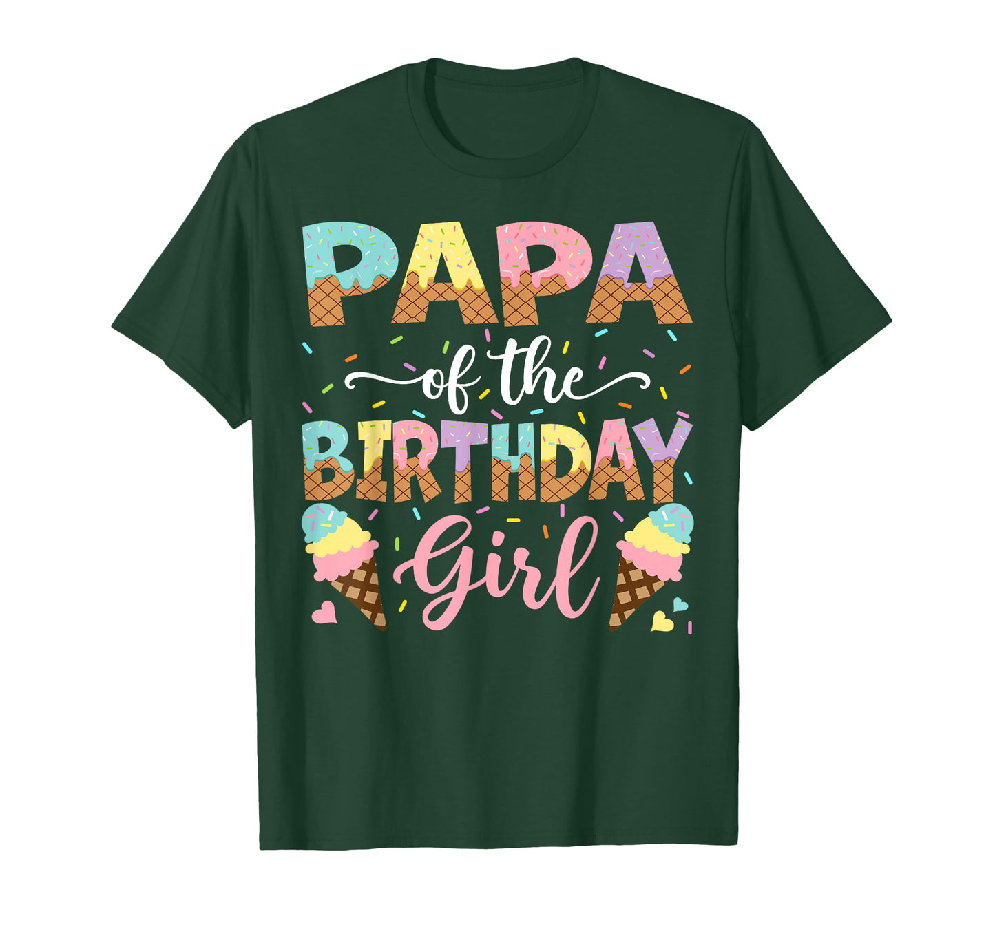 Papa Of The Birthday Girl Ice Cream Lover Party T-Shirt