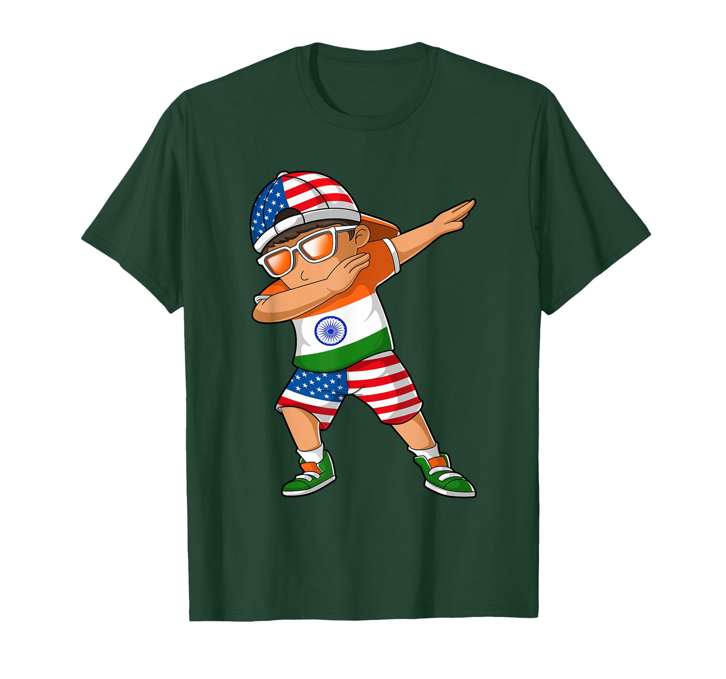 Half American Half Indian Boy Kid India Flag Patriotic T-Shirt