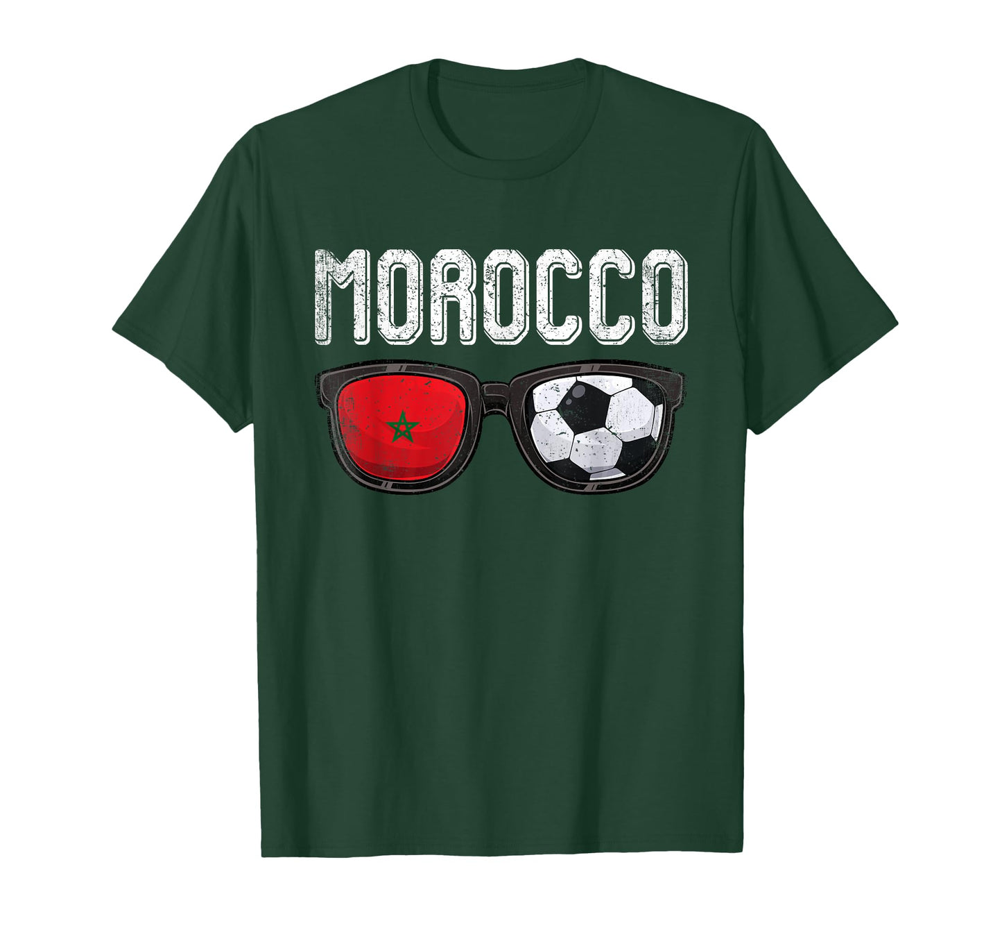 Morocco Soccer Funny Moroccan Flag Glasses Football T-Shirt