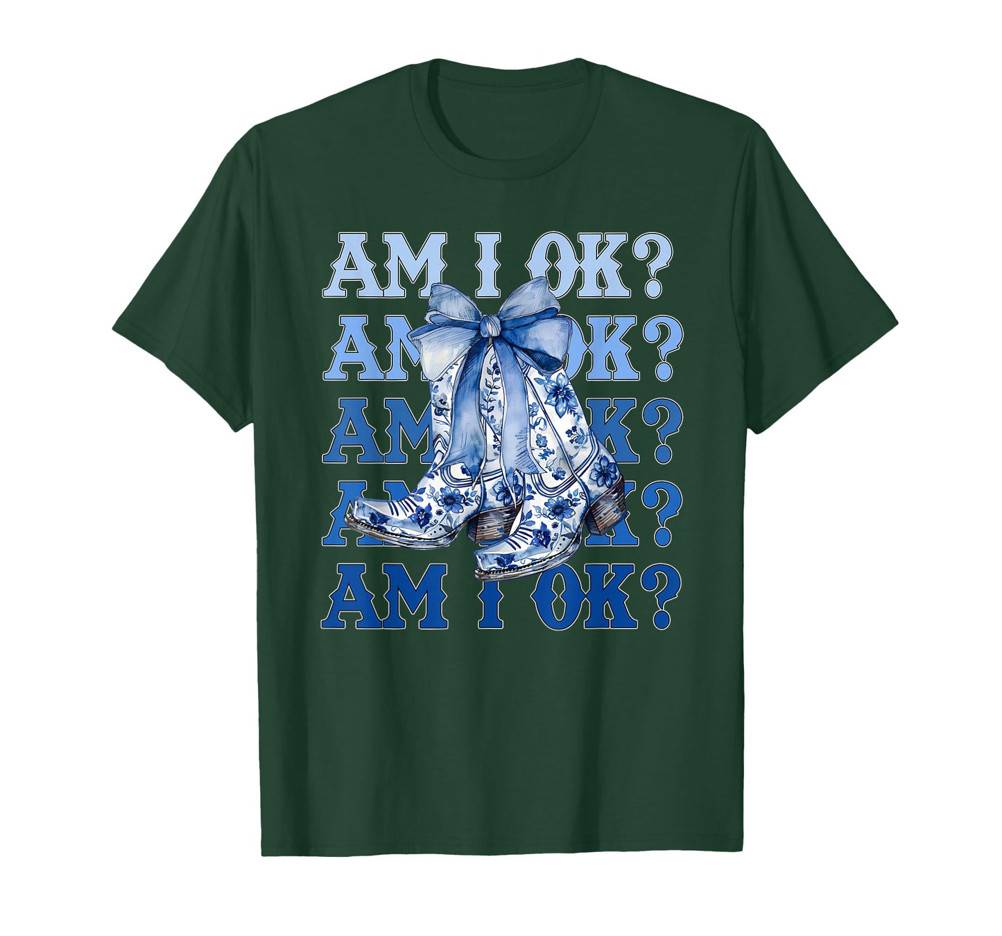 Am I Okay Boot Western Cowgirl Coquette Bow for Women Girl T-Shirt