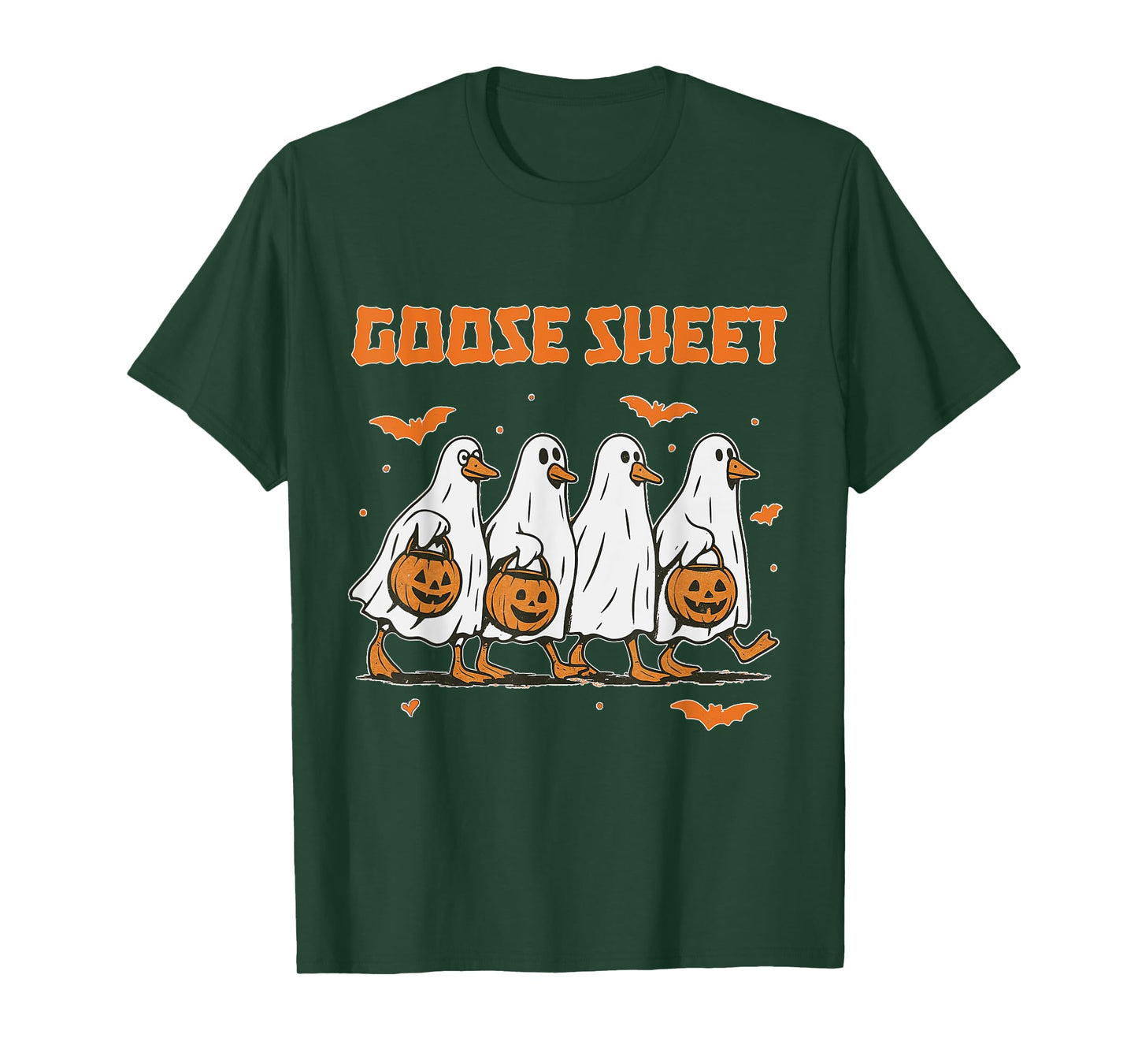 Halloween Fall Goose Sheet Ghost Floral Autumn Spooky Season T-Shirt