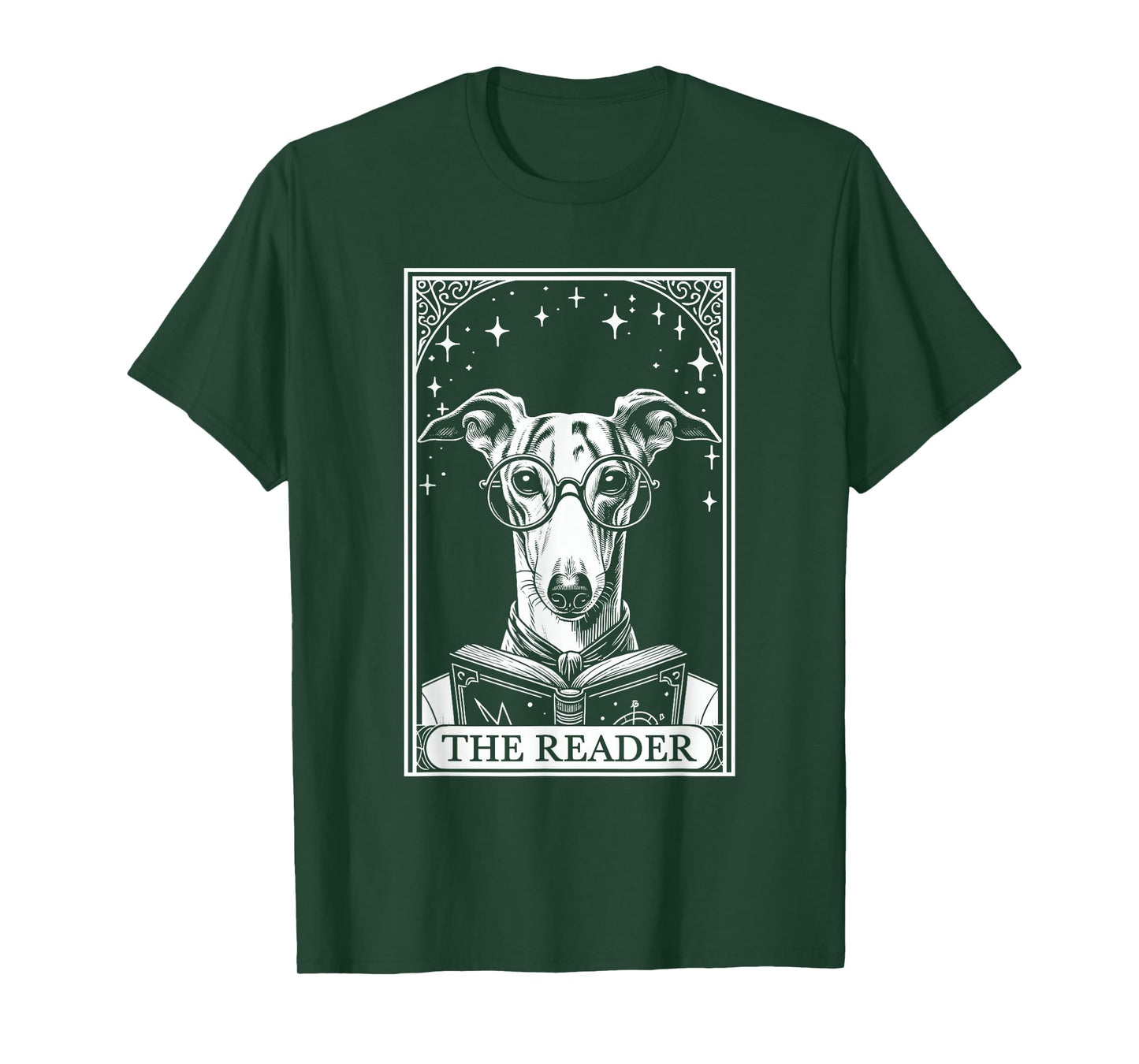 Tarot Card Vintage Whippet Dog Book Lover The Reader T-Shirt