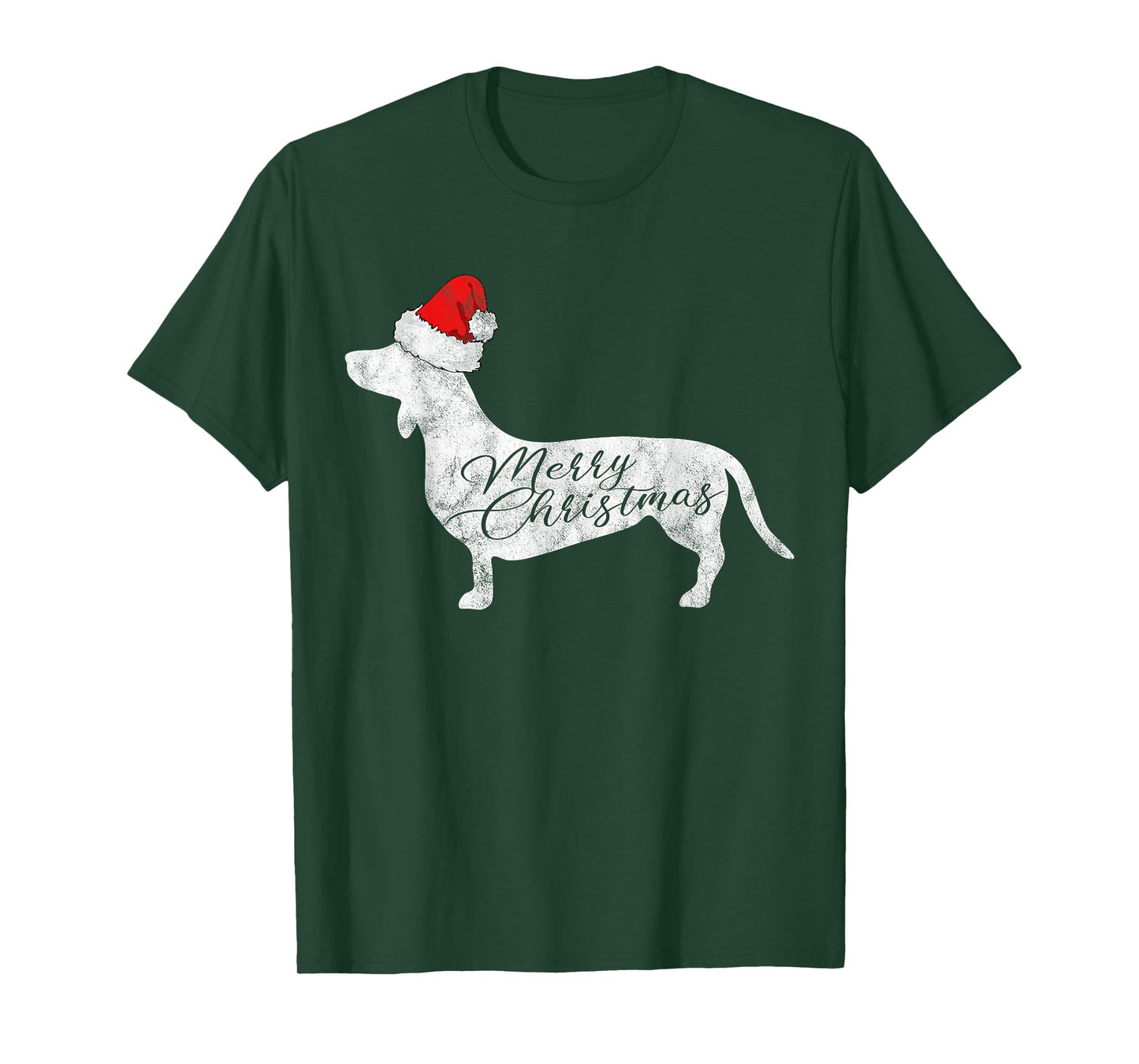 Dachshund Merry Christmas T-Shirt I Doxie Santa Silhouette T-Shirt