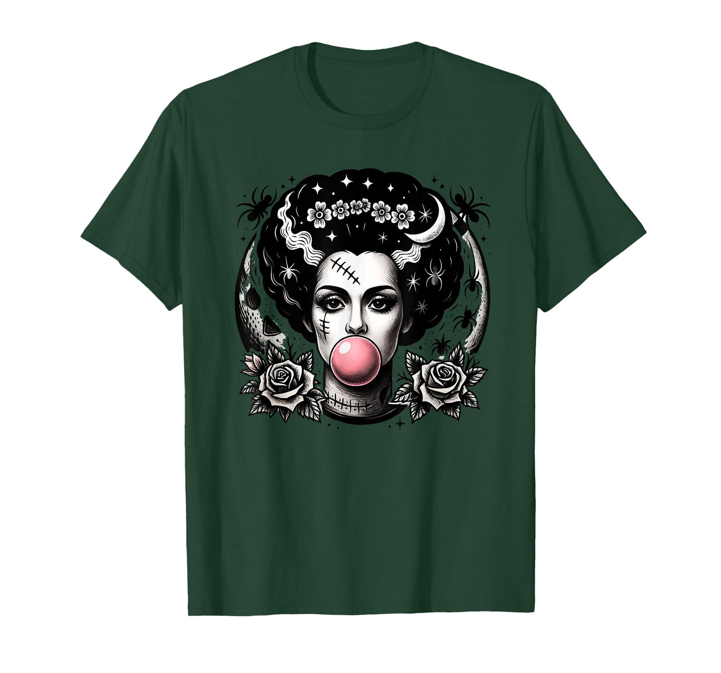 Frankenstein Monster Bride Bubble Gum Funny Halloween T-Shirt