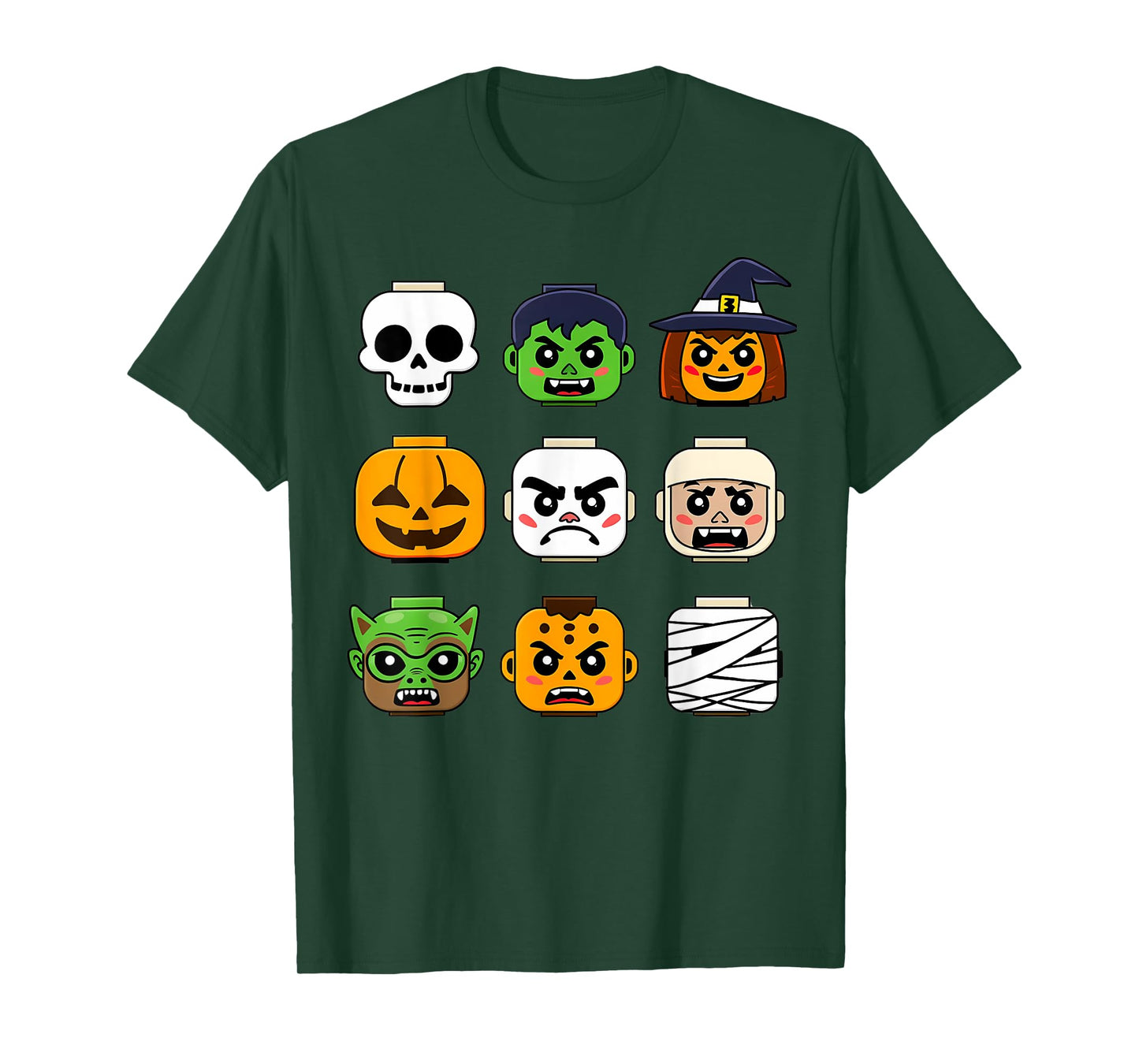 Halloween Building Brick Head Pumpkin Ghost Zombie Boys T-Shirt