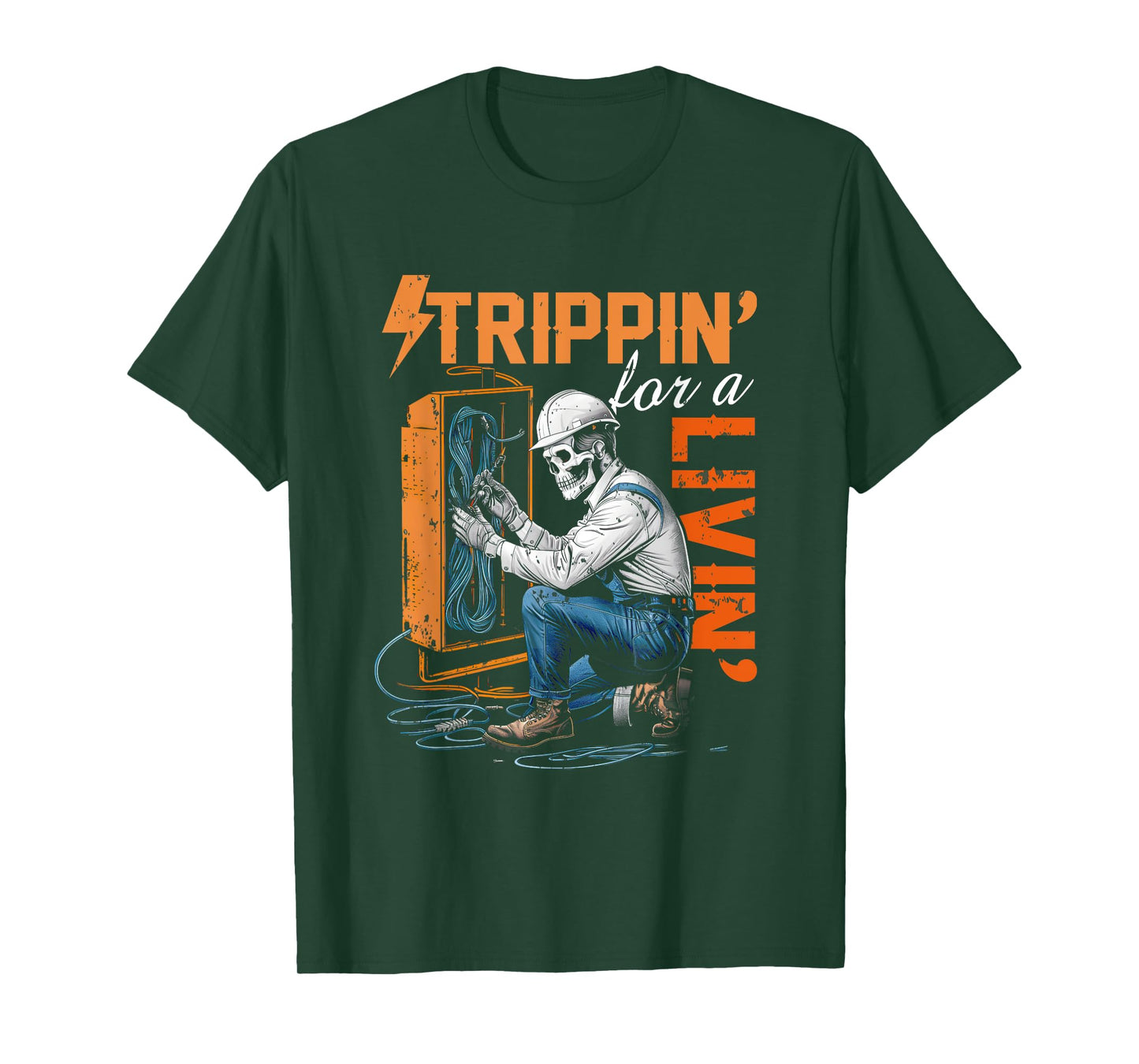 Electrician Lover Trippin' For A Livin' Skeleton Worker T-Shirt