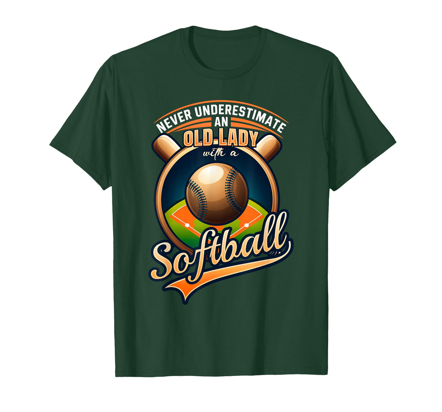 Never Underestimate Old Lady with a Softball Sport Player T-Shirt