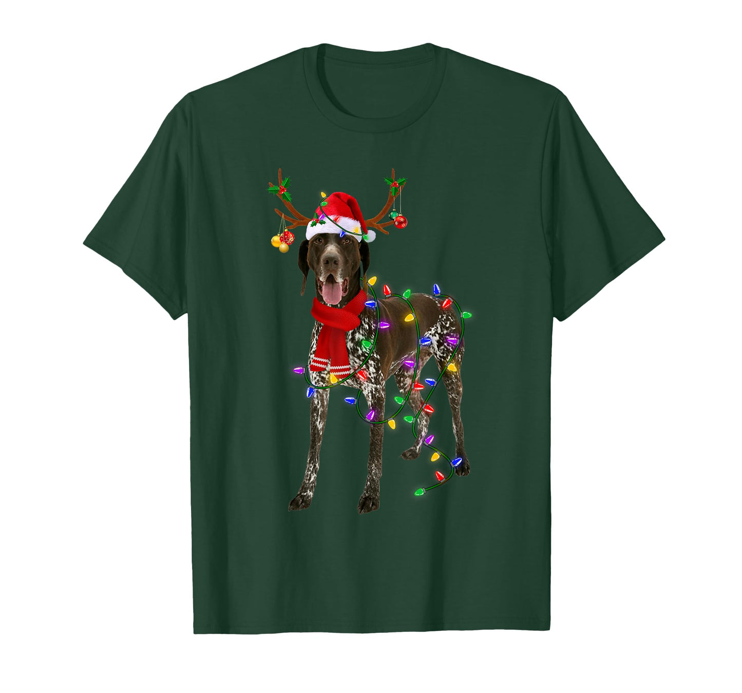 German Shorthaired Pointer Dog Tree Christmas Lights Pajama T-Shirt