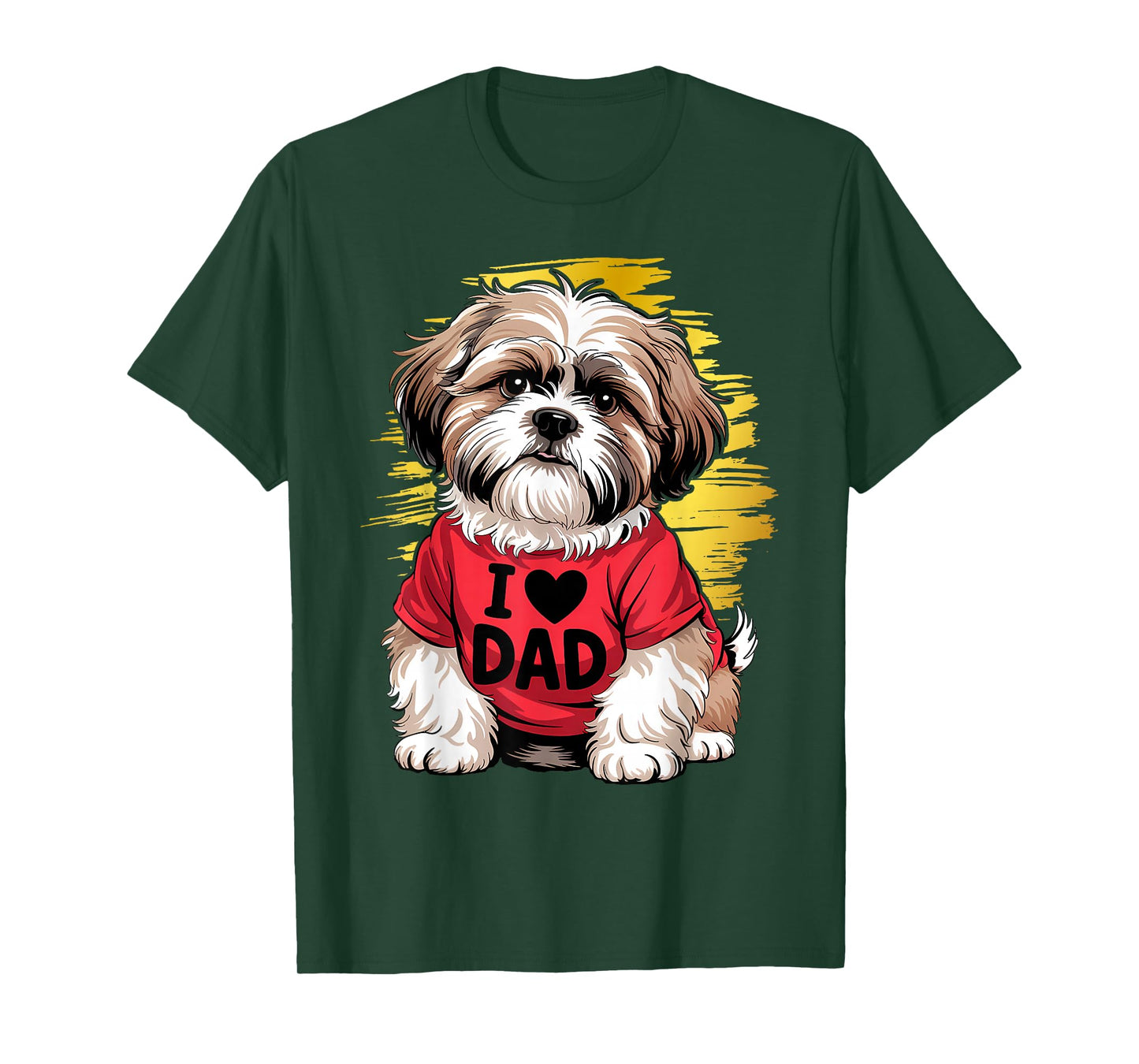 I Love Dad Tattoo Shih Tzu Dad Funny Father's Day T-Shirt