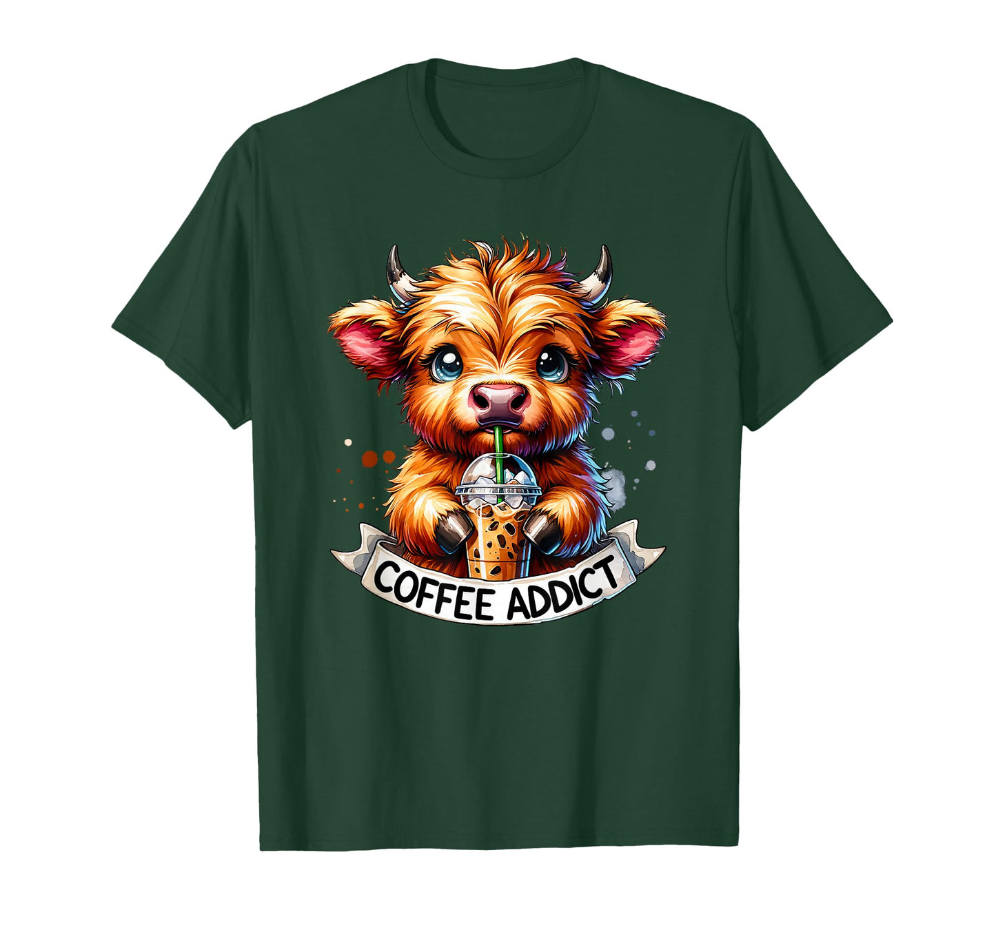 cute highland cow coffee addict T-Shirt