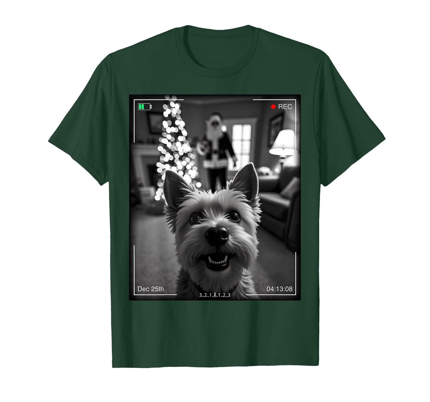 Yorkshire Terrier Catches Santa On Camera Xmas T-Shirt