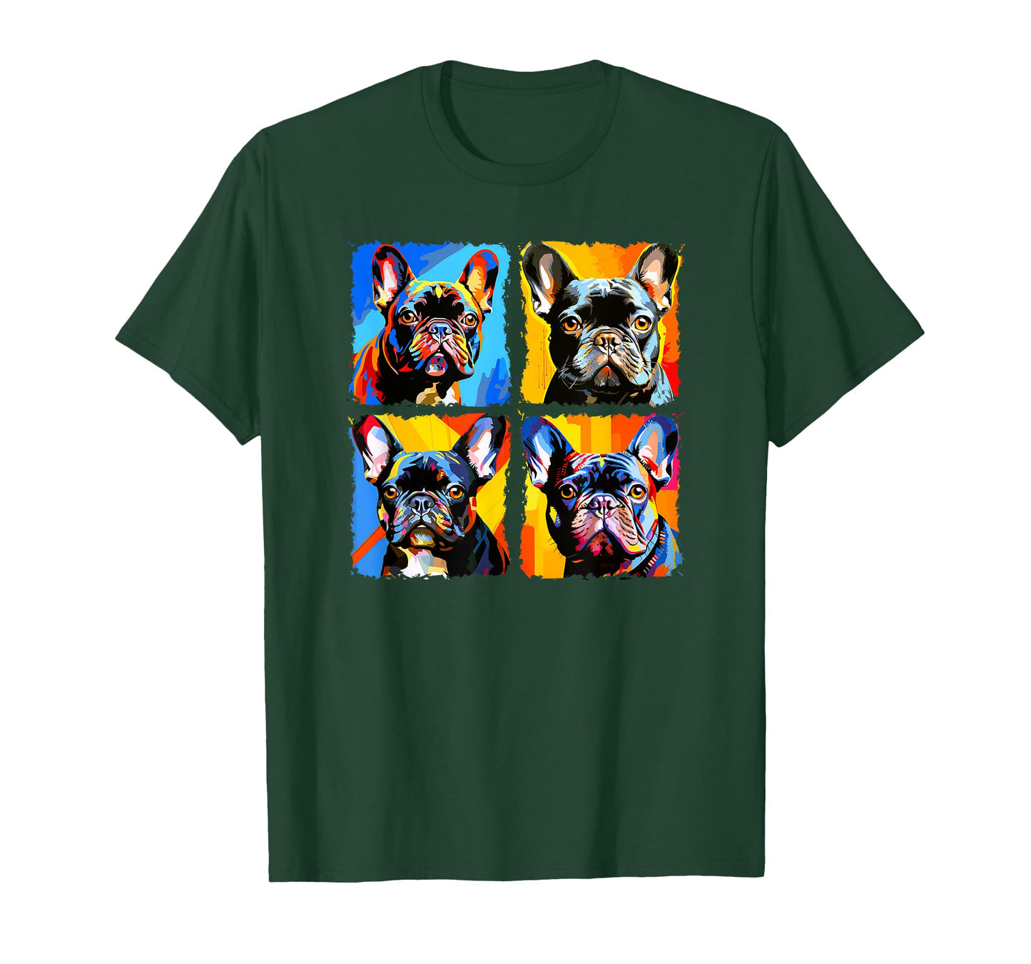 French Bulldog Frenchie Pop Art Colorful Drawing Painting T-Shirt