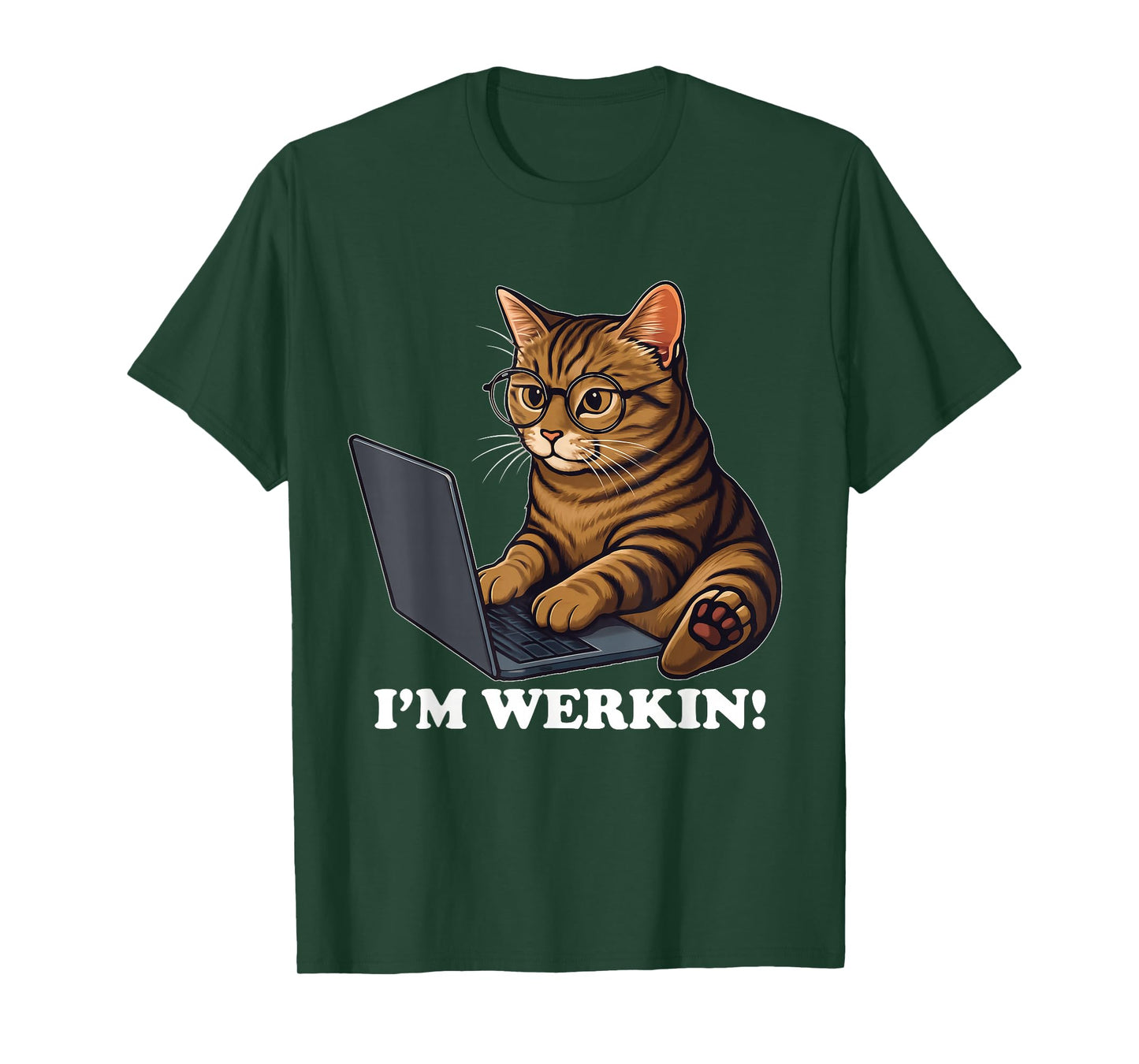 Funny Cat I'm Werkin Working from Home Cat On Laptop Meme T-Shirt