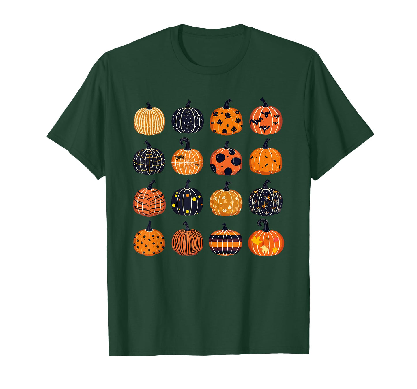 Folk Art Pumpkins Teacher Nurses Admin Witch Halloween Cute T-Shirt