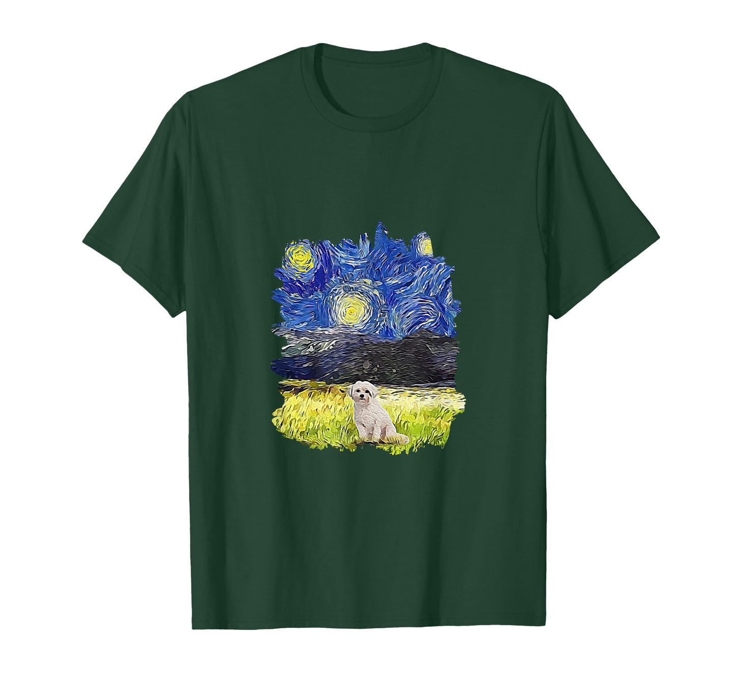 Starry Night Impressionist - Dog Art Coton de Tulear T-Shirt for Men Women Kids