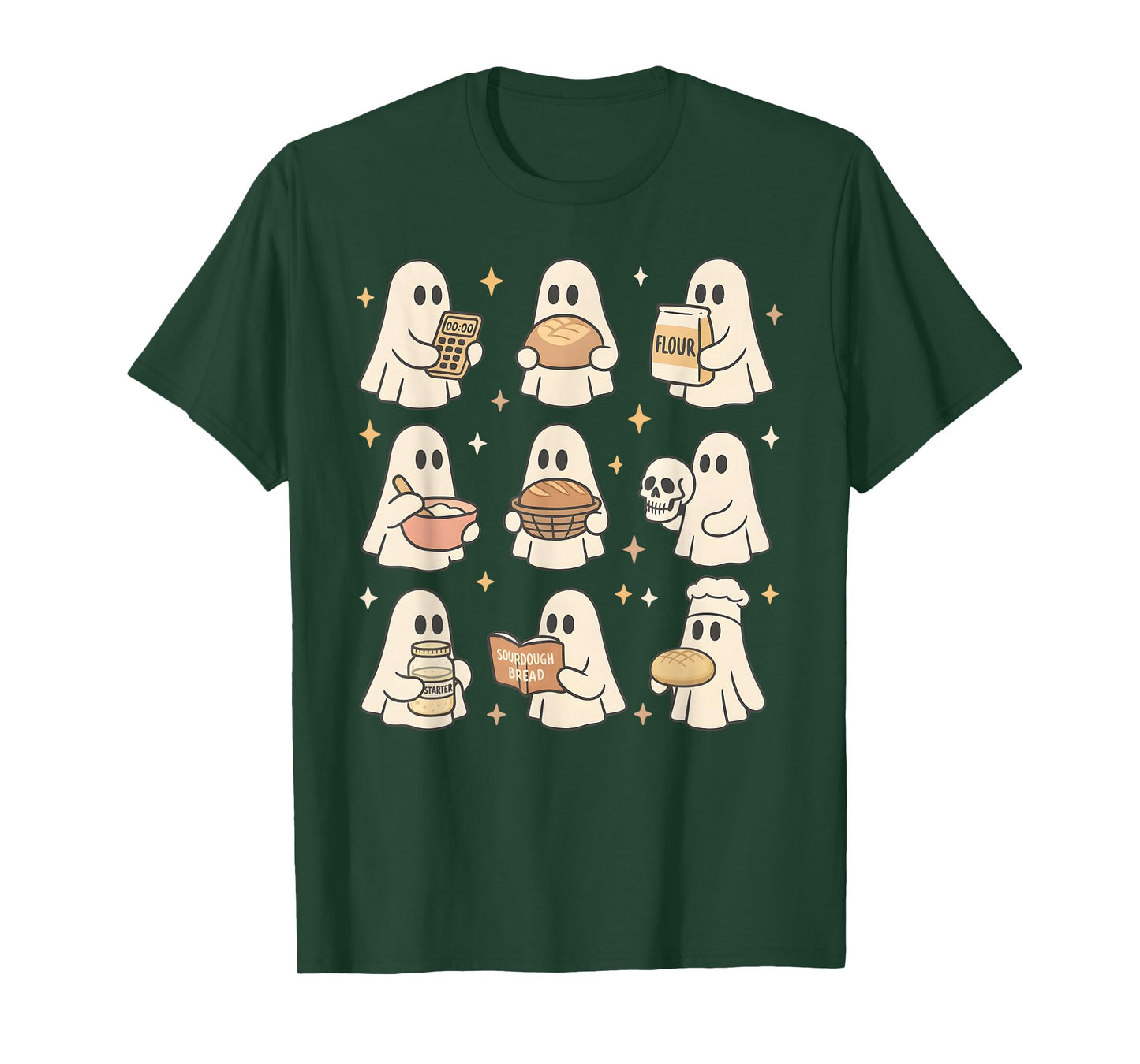 Sourdough Bread Halloween Cute Ghost Homemaker Baking Baker T-Shirt