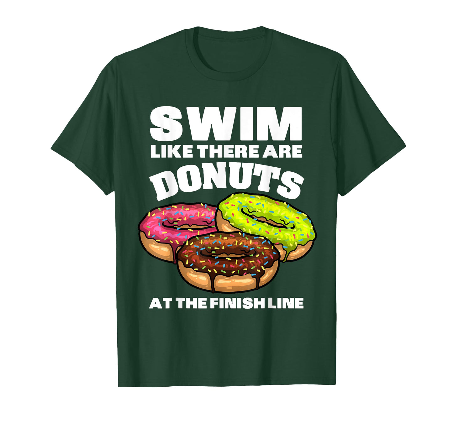 Funny Swimming Donut Design Men Women Swimmer Sports Athlete T-Shirt