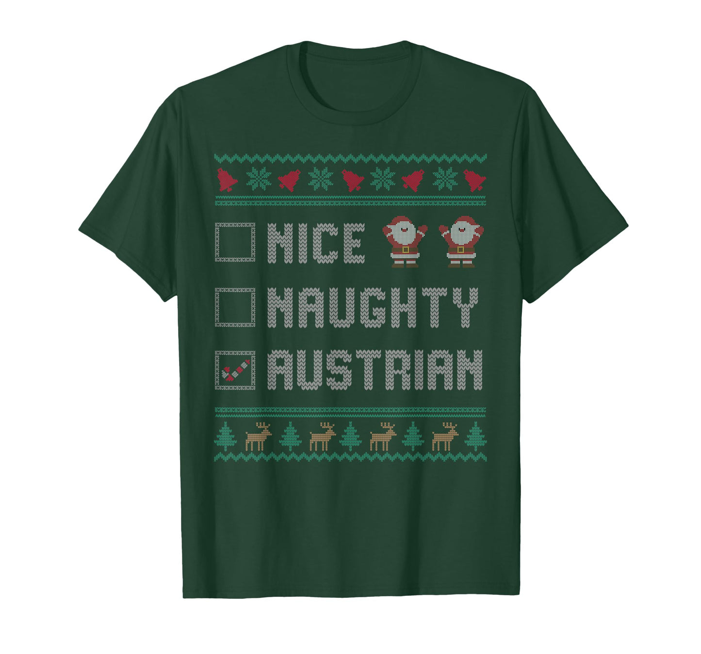 Nice Naughty Austrian Christmas Pajama Matching T-Shirt