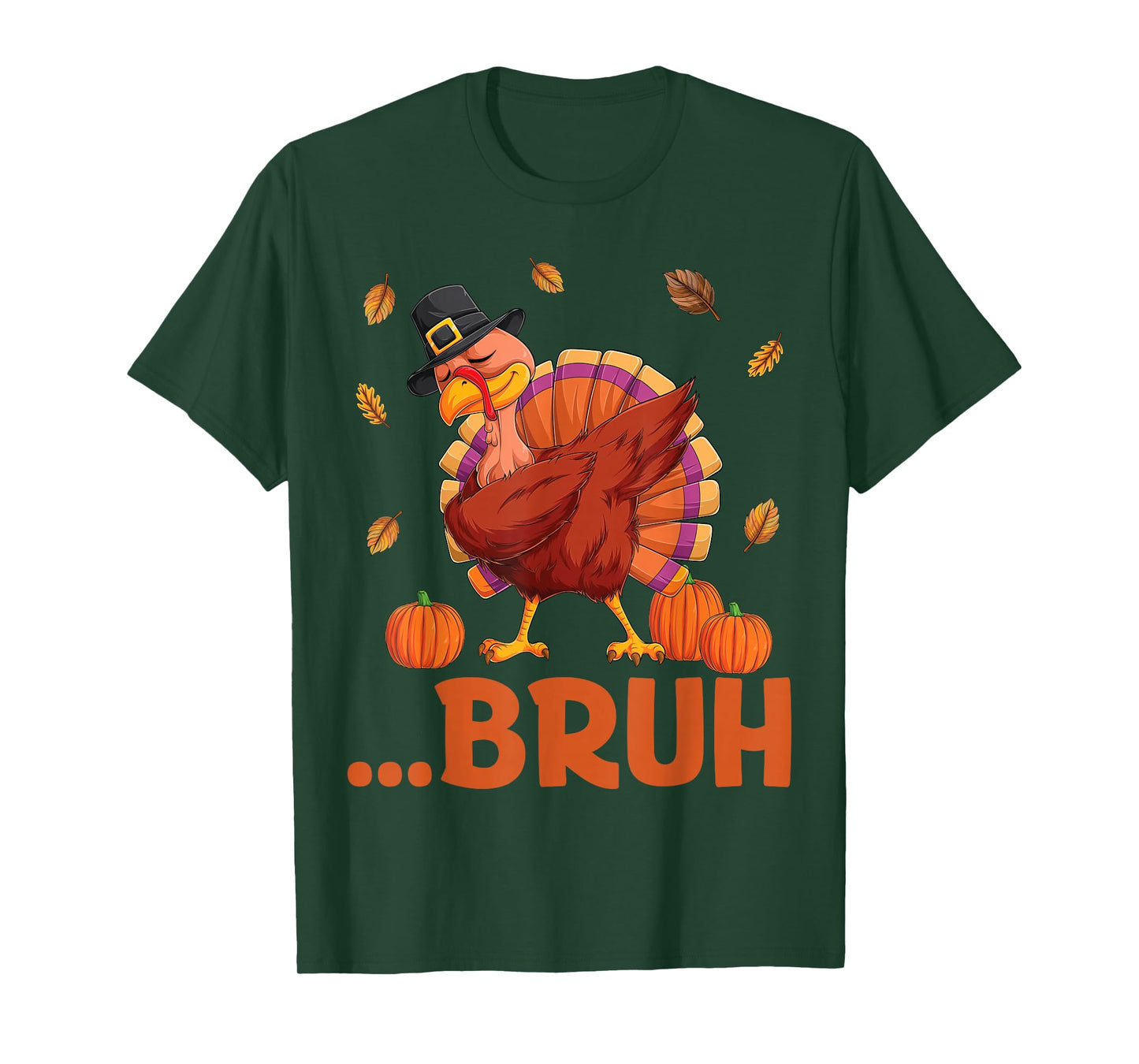 Bruh Dabbing Turkey Boys Kids Mens Thanksgiving Funny T-Shirt