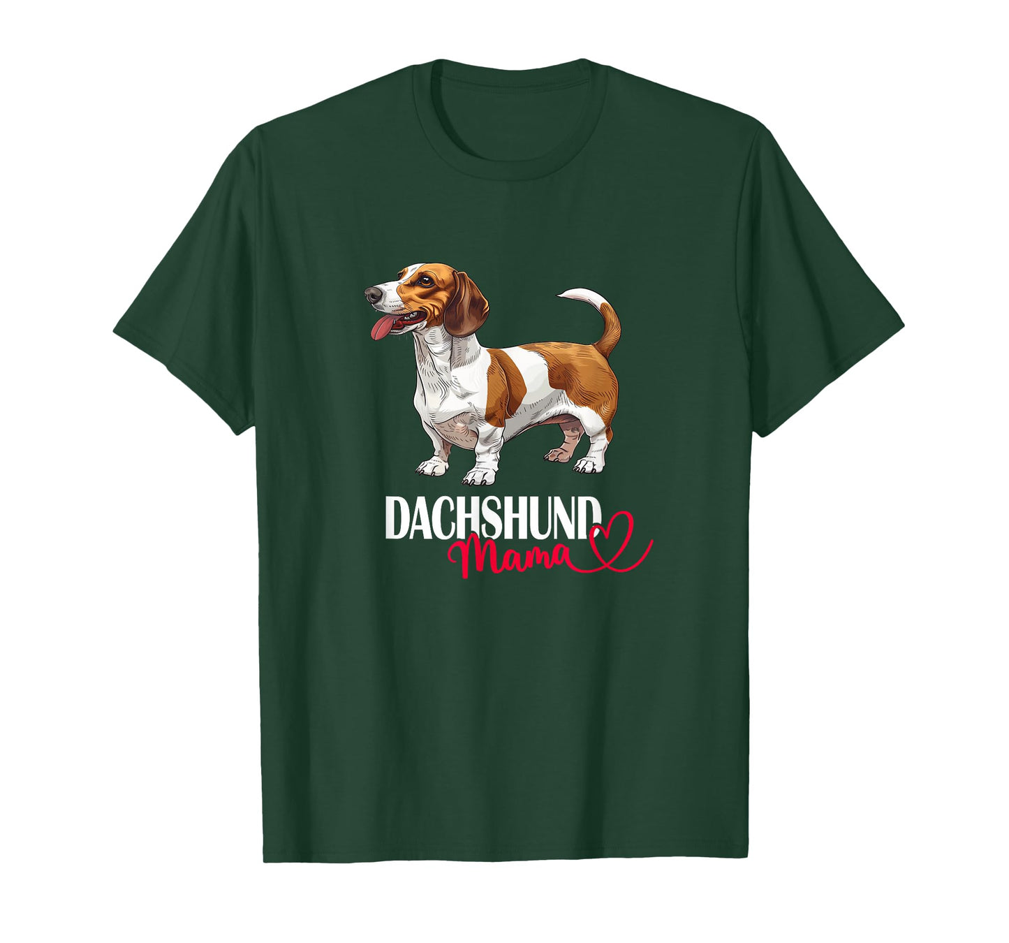 Womens Girls Funny Brown Piebald Dachshund Mama Mom Lover T-Shirt