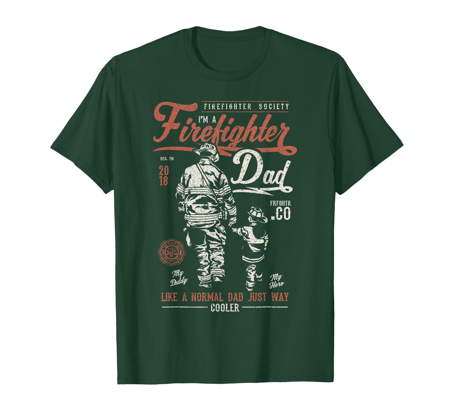 Distressed Firefighter Dad Shirt Men Fathers Day Fireman T-Shirt