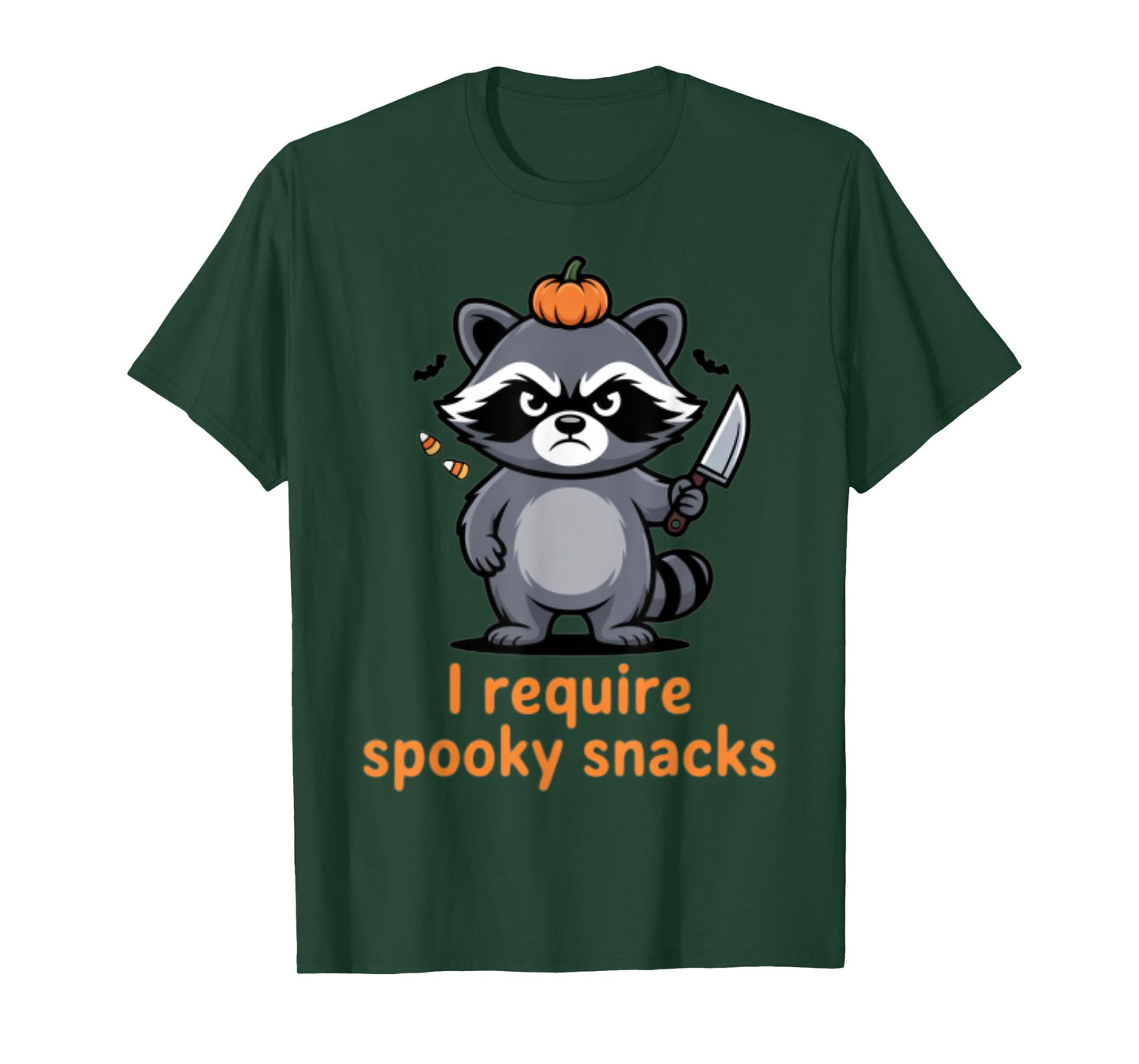 I Require Spooky Snacks Angry Raccoon Halloween T-Shirt