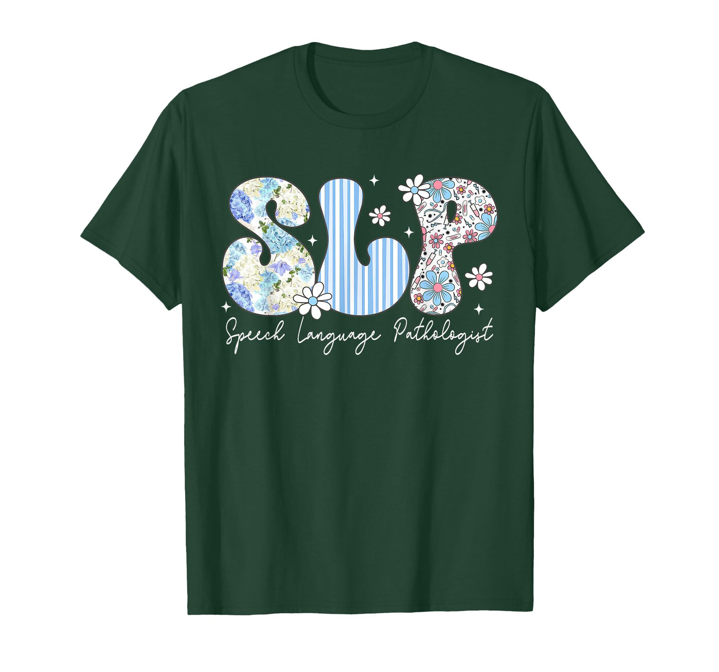 SLP Floral Speech Therapy Retro SLP OT PT Team T-Shirt
