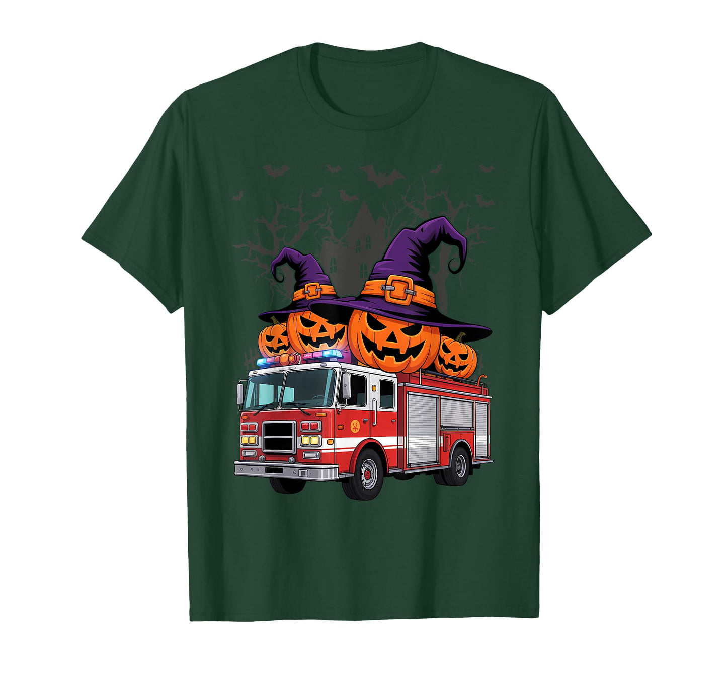 Kids Firetruck Pumpkin Firefighter Toddler Boys Halloween T-Shirt