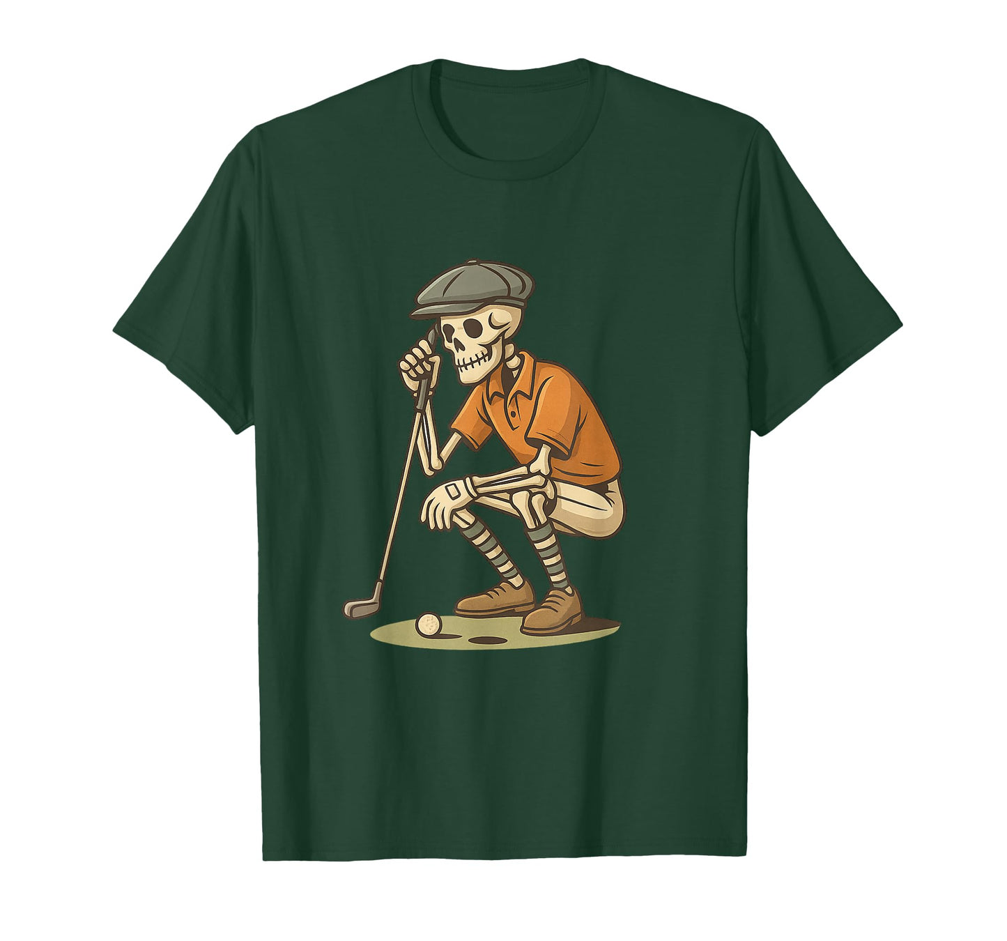 Skeleton Golfer Halloween Art, Funny Spooky Golf Design T-Shirt