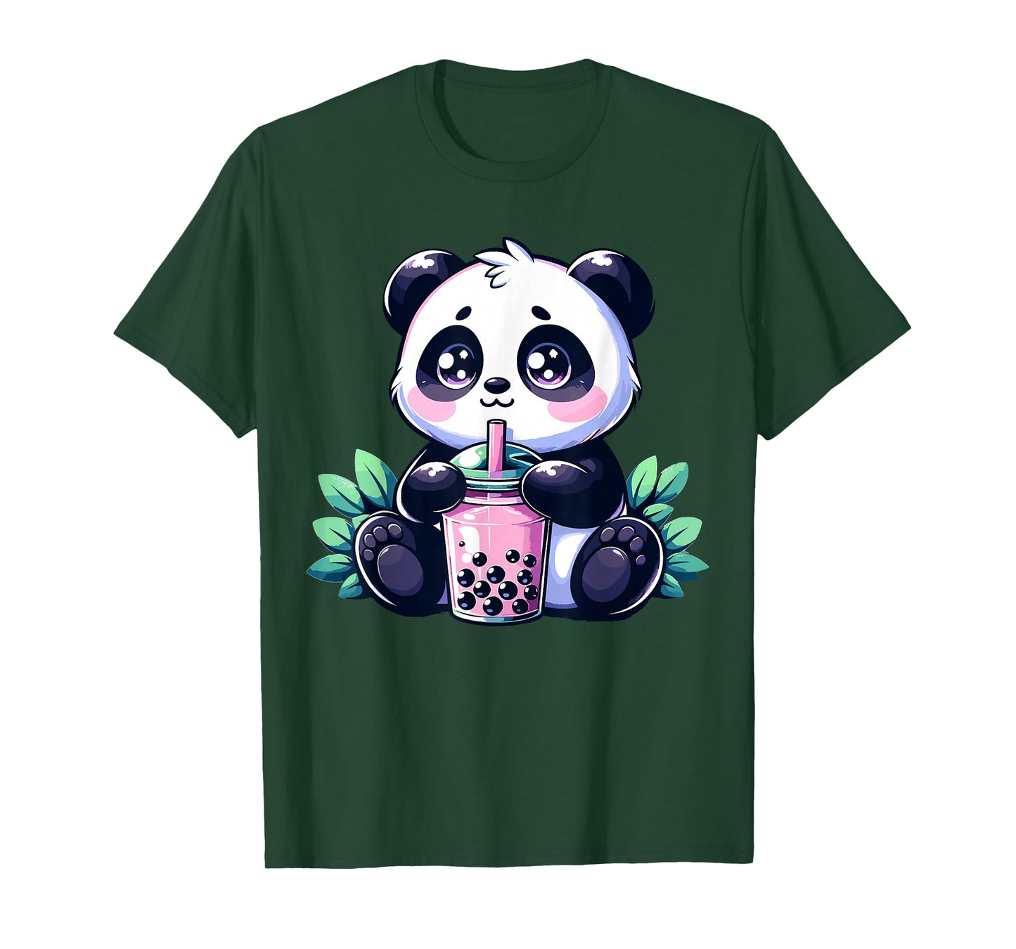 Kawaii Cute Anime Panda Drinking Bubble Tea Boba Tea Panda T-Shirt