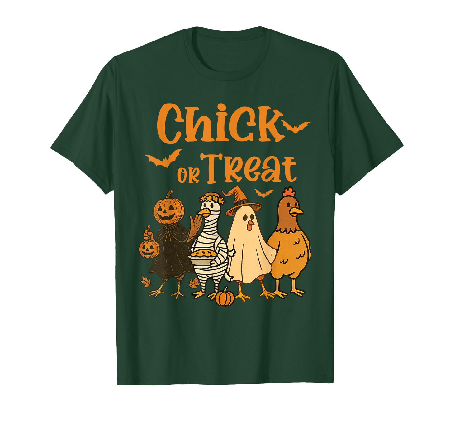 Halloween Chick or Treat Chicken Ghost Pumpkin Witch T-Shirt